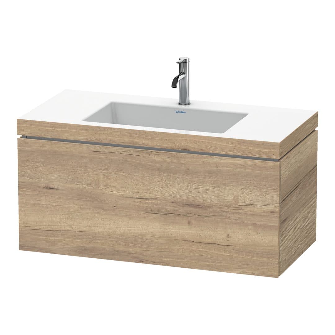 Duravit L-Cube – Έπιπλο Νιπτήρα – 1000 mm, με νιπτήρα, 1 συρτάρι, νιπτήρας κέντρο, έκδοση O – Marbled Oak Matt, Decor (LC6918O5555)