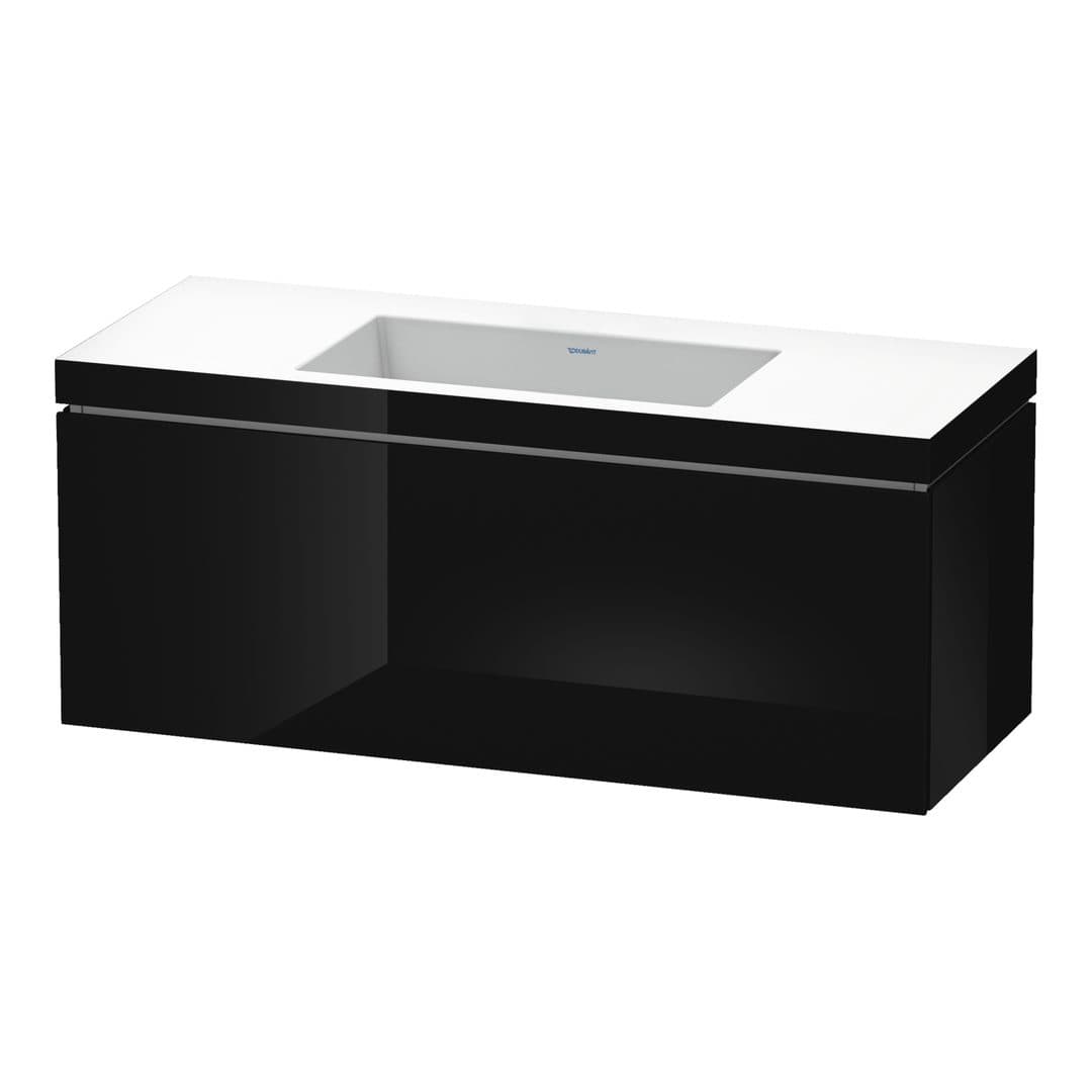 Duravit L-Cube – Έπιπλο Νιπτήρα – 1200 mm, με νιπτήρα, 1 συρτάρι, νιπτήρας κέντρο, έκδοση N – Black High Gloss, Lacquer (LC6919N4040)