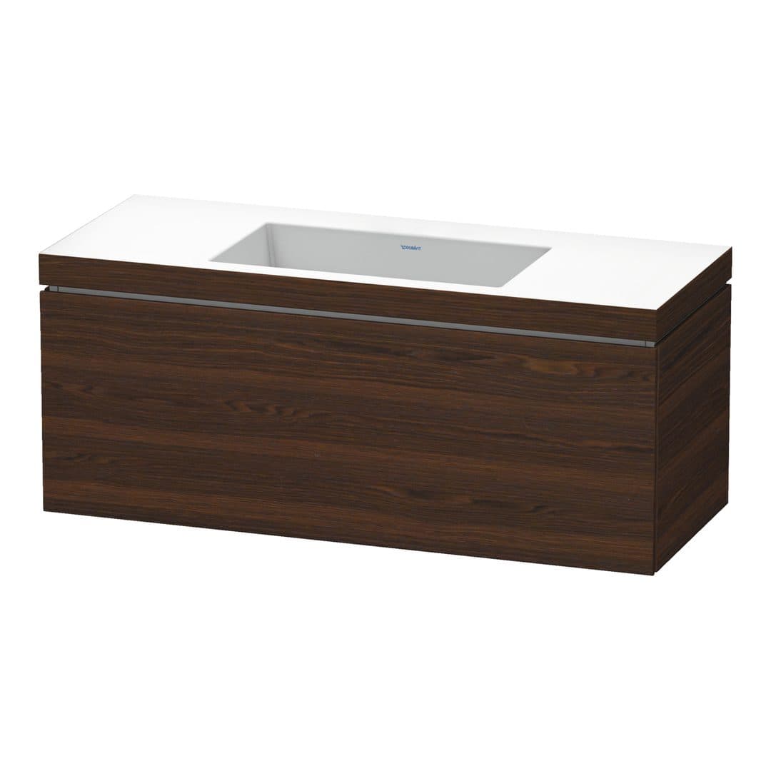 Duravit L-Cube – Έπιπλο Νιπτήρα – 1200 mm, με νιπτήρα, 1 συρτάρι, νιπτήρας κέντρο, έκδοση N – Brushed walnut Matt, Real wood veneer (LC6919N6969)