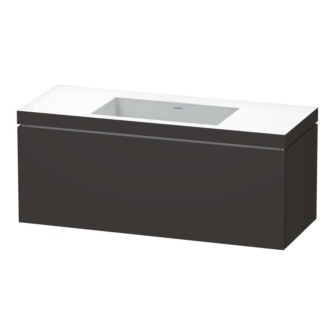 Duravit L-Cube – Έπιπλο Νιπτήρα – 1200 mm, με νιπτήρα, 1 συρτάρι, νιπτήρας κέντρο, έκδοση N – Graphite Super Matt, Decor (LC6919N8080)