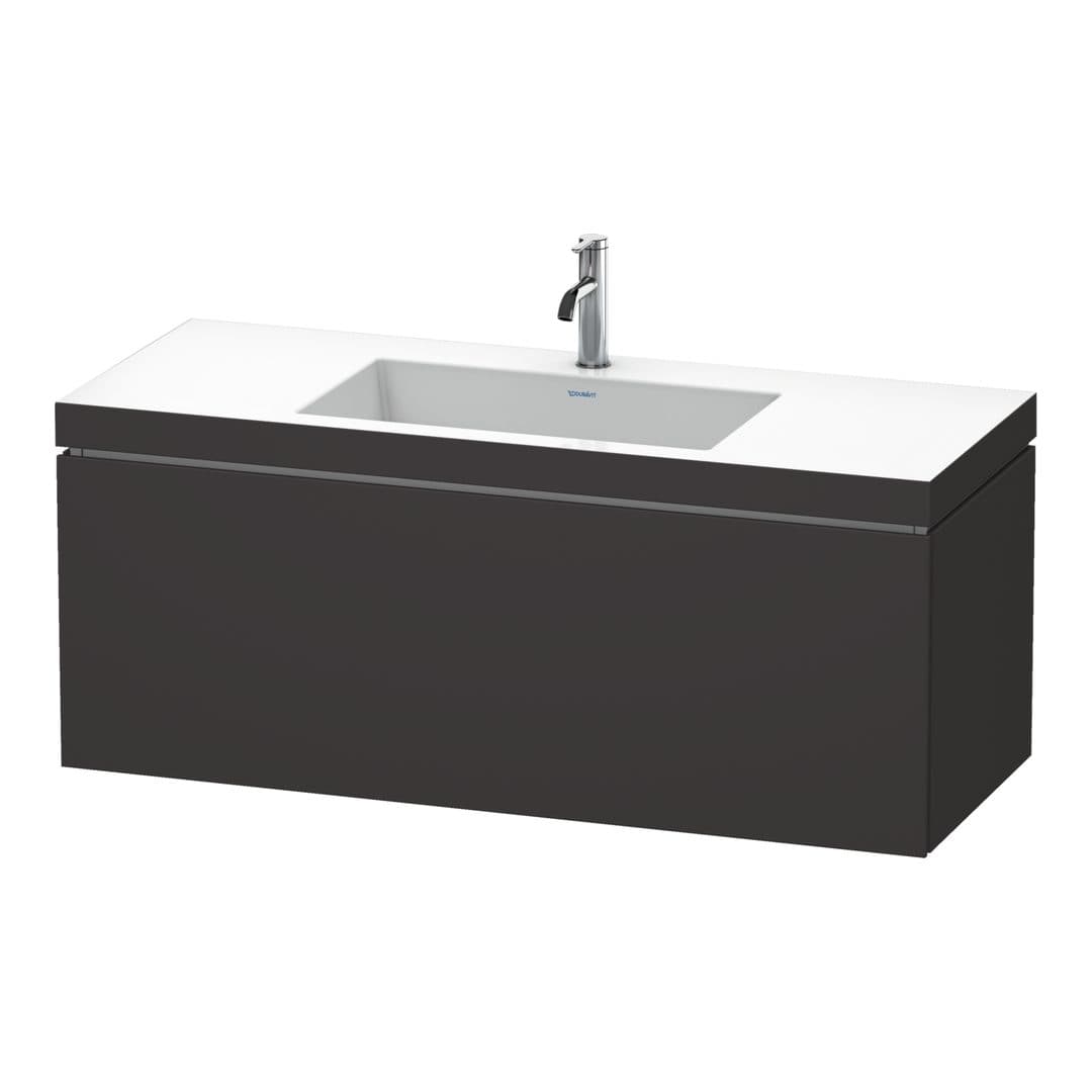 Duravit L-Cube – Έπιπλο Νιπτήρα – 1200 mm, με νιπτήρα, 1 συρτάρι, νιπτήρας κέντρο, έκδοση O – Graphite Super Matt, Decor (LC6919O8080)