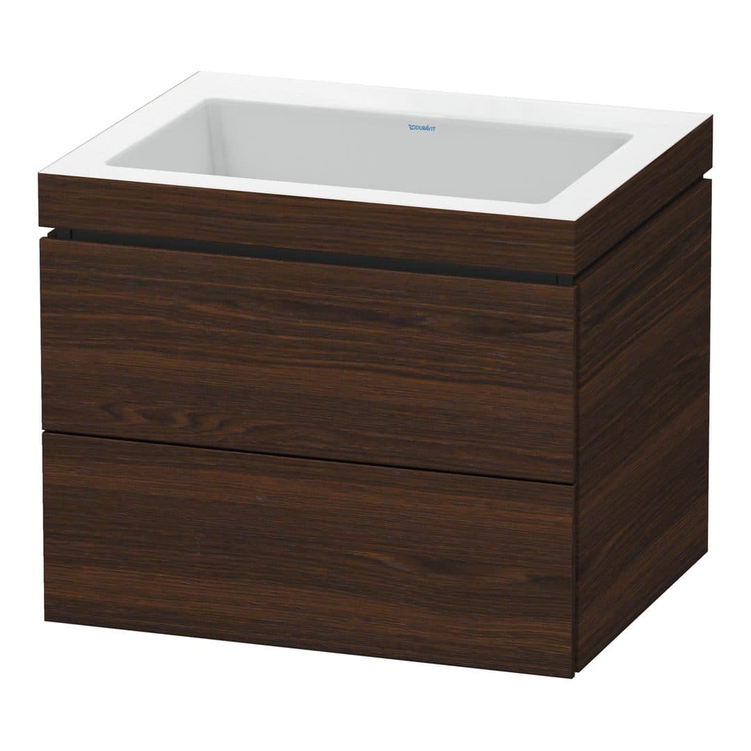 Duravit L-Cube – Έπιπλο Νιπτήρα – 600 mm, με νιπτήρα, 2 συρτάρια, νιπτήρας κέντρο, 600 x 480 x 500 mm, έκδοση N – Brushed walnut Matt, Real wood veneer (LC6926N6969)
