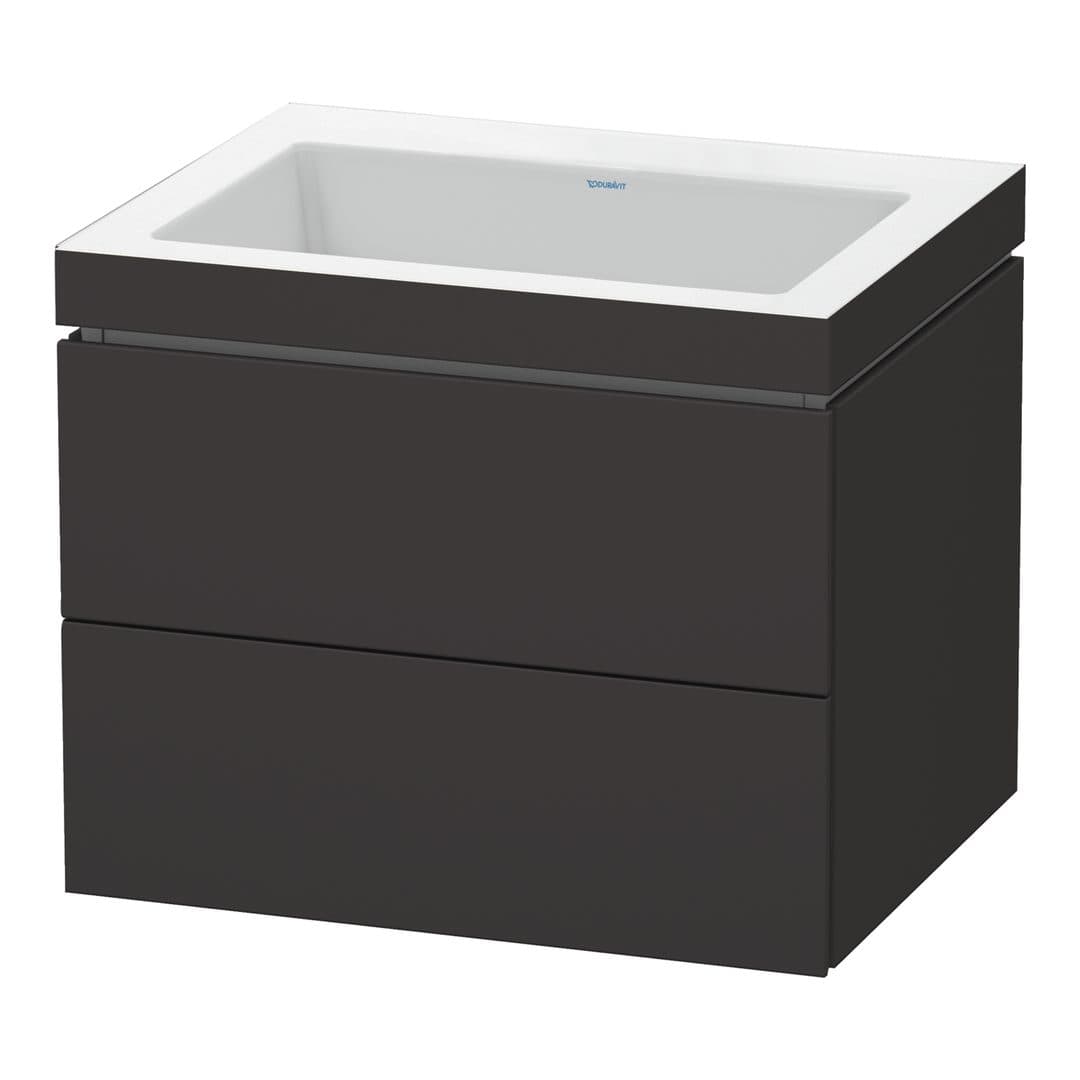 Duravit L-Cube – Έπιπλο Νιπτήρα – 600 mm, με νιπτήρα, 2 συρτάρια, νιπτήρας κέντρο, 600 x 480 x 500 mm, έκδοση N – Graphite Super Matt, Decor (LC6926N8080)