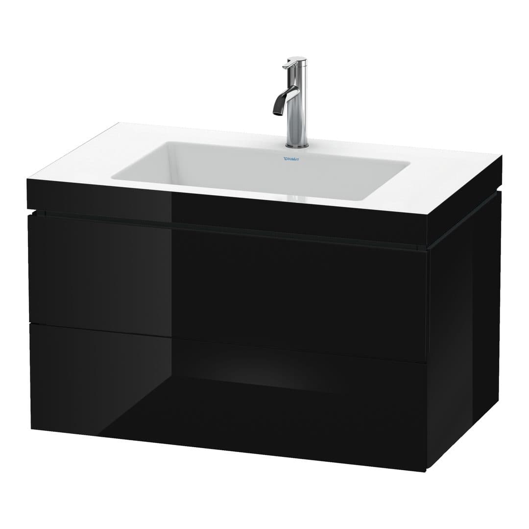 Duravit L-Cube – Έπιπλο Νιπτήρα – 800 mm, με νιπτήρα, 2 συρτάρια, νιπτήρας κέντρο, 800 x 480 x 500 mm, έκδοση O – Black High Gloss, Lacquer (LC6927O4040)