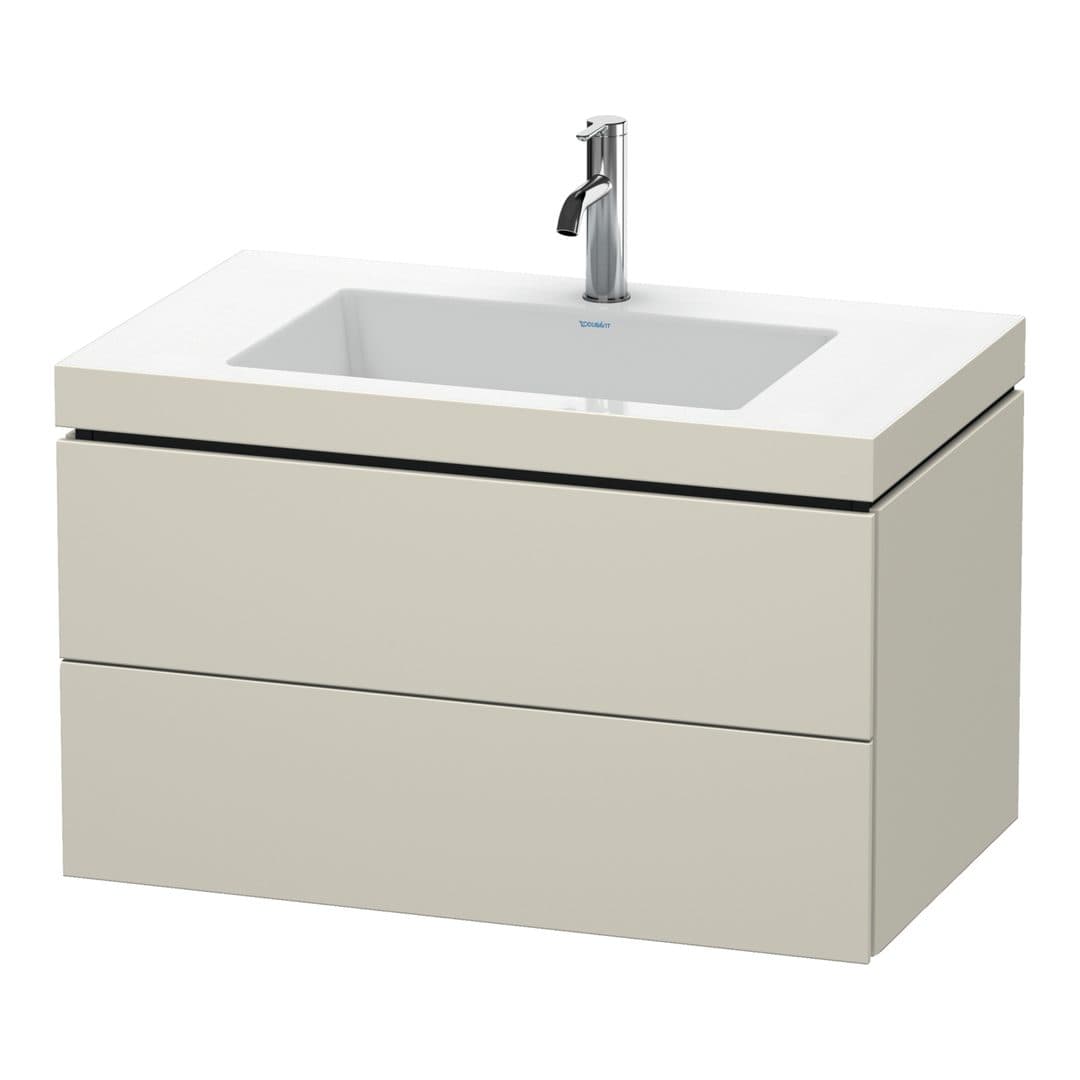 Duravit L-Cube – Έπιπλο Νιπτήρα – 800 mm, με νιπτήρα, 2 συρτάρια, νιπτήρας κέντρο, 800 x 480 x 500 mm, έκδοση O – Taupe Super Matt, Decor (LC6927O8383)