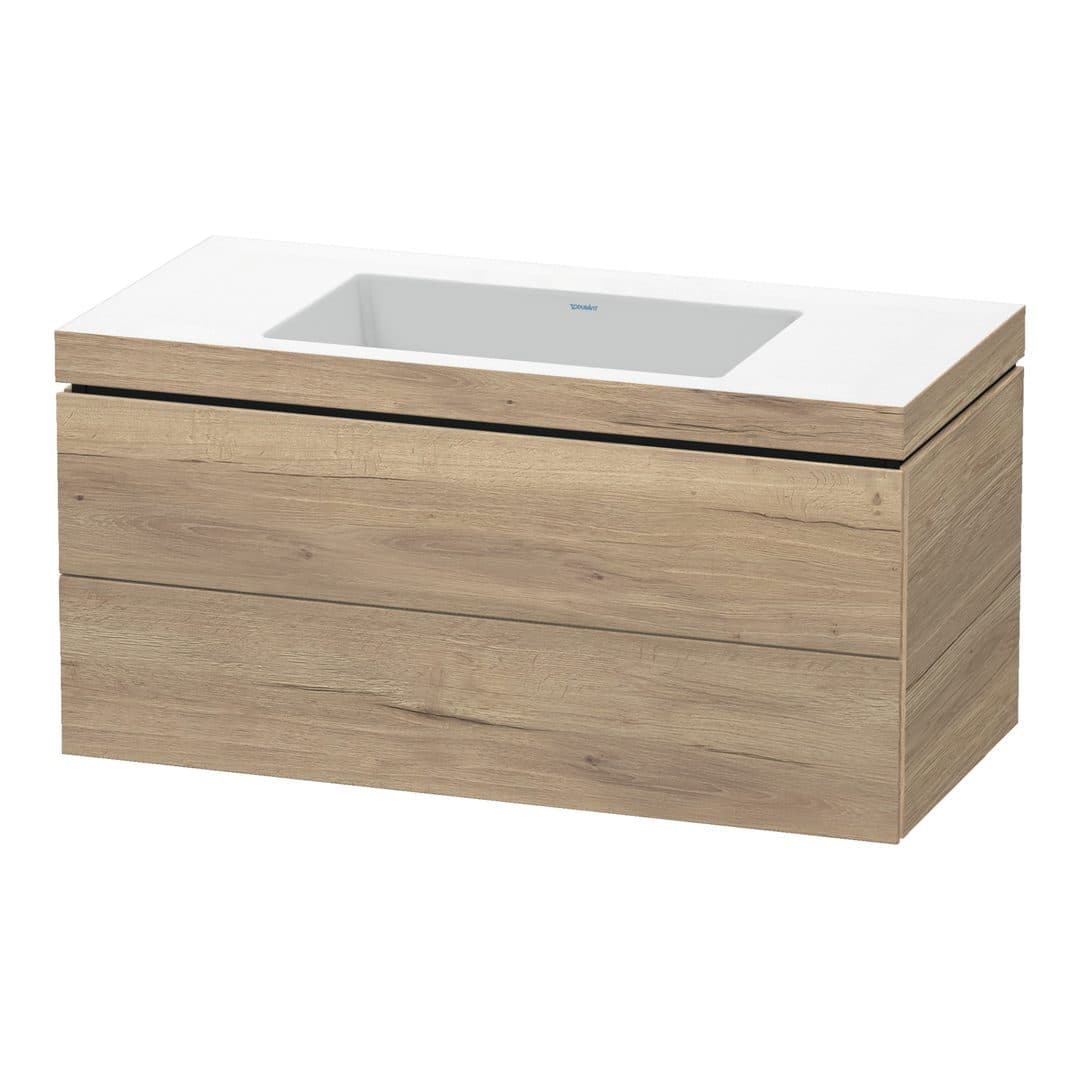 Duravit L-Cube – Έπιπλο Νιπτήρα – 1000 mm, με νιπτήρα, 2 συρτάρια, νιπτήρας κέντρο, 1000 x 480 x 500 mm, έκδοση N – Marbled Oak Matt, Decor (LC6928N5555)