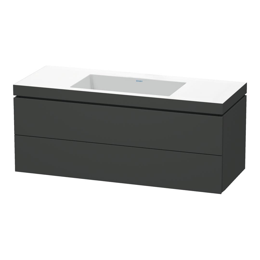 Duravit L-Cube – Έπιπλο Νιπτήρα – 1200 mm, με νιπτήρα, 2 συρτάρια, νιπτήρας κέντρο, 1200 x 480 x 500 mm, έκδοση N – Graphite Matt, Decor (LC6929N4949)