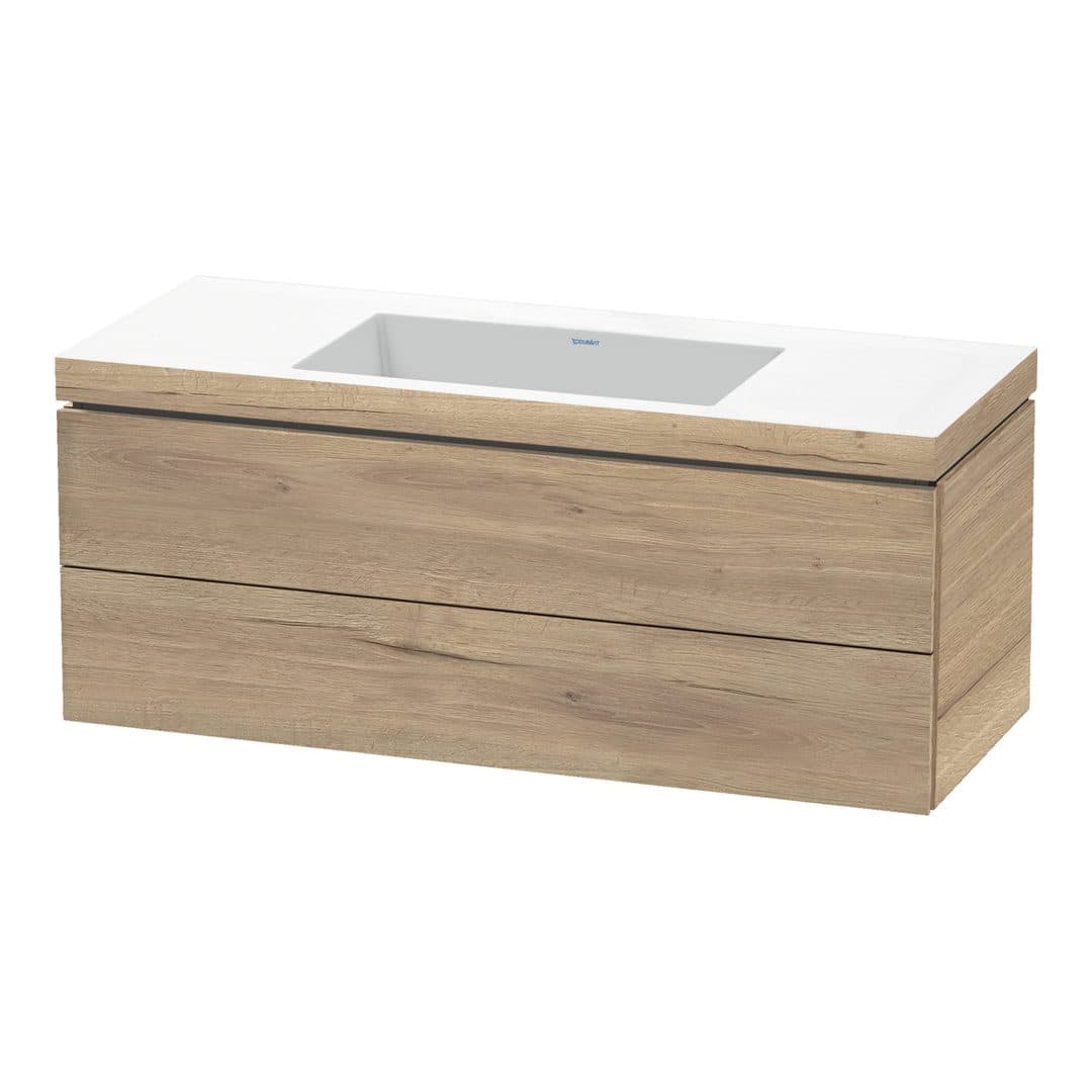 Duravit L-Cube – Έπιπλο Νιπτήρα – 1200 mm, με νιπτήρα, 2 συρτάρια, νιπτήρας κέντρο, 1200 x 480 x 500 mm, έκδοση N – Marbled Oak Matt, Decor (LC6929N5555)