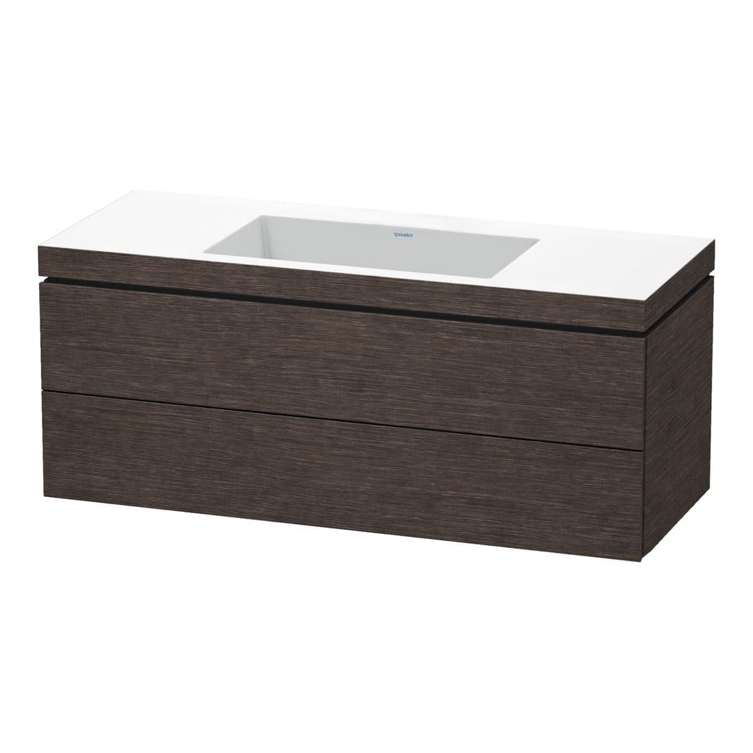 Duravit L-Cube – Έπιπλο Νιπτήρα – 1200 mm, με νιπτήρα, 2 συρτάρια, νιπτήρας κέντρο, 1200 x 480 x 500 mm, έκδοση N – Brushed dark oak Matt, Real wood veneer (LC6929N7272)
