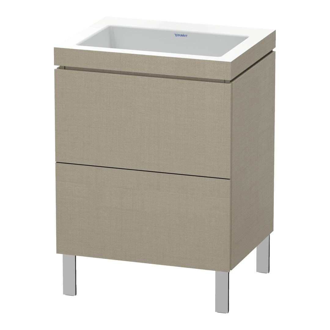 Duravit L-Cube – Έπιπλο Νιπτήρα – 600 mm, με νιπτήρα, 2 συρτάρια, νιπτήρας κέντρο, 600 x 480 x 698 mm, έκδοση N – Linen Matt, Decor (LC6936N7575)