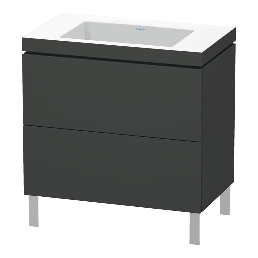 Duravit L-Cube – Έπιπλο Νιπτήρα – 800 mm, με νιπτήρα, 2 συρτάρια, νιπτήρας κέντρο, 800 x 480 x 698 mm, έκδοση N – Graphite Matt, Decor (LC6937N4949)