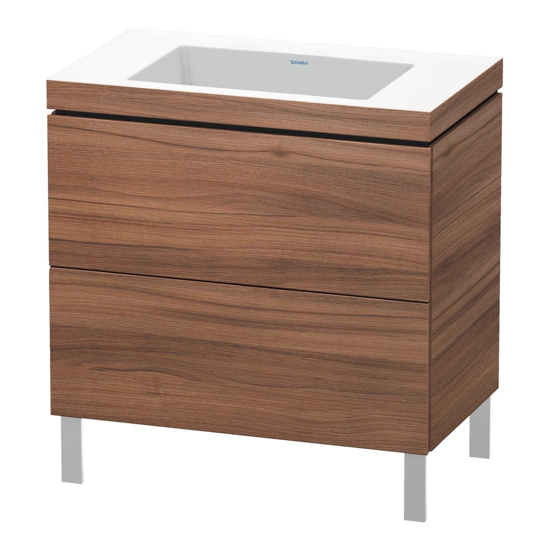 Duravit L-Cube – Έπιπλο Νιπτήρα – 800 mm, με νιπτήρα, 2 συρτάρια, νιπτήρας κέντρο, 800 x 480 x 698 mm, έκδοση N – Walnut Matt, Decor (LC6937N7979)