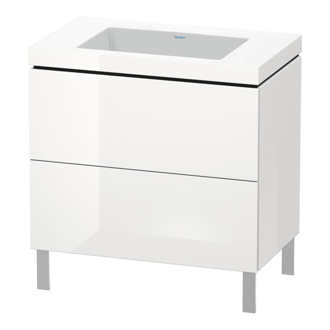 Duravit L-Cube – Έπιπλο Νιπτήρα – 800 mm, με νιπτήρα, 2 συρτάρια, νιπτήρας κέντρο, 800 x 480 x 698 mm, έκδοση N – White High Gloss, Lacquer (LC6937N8585)