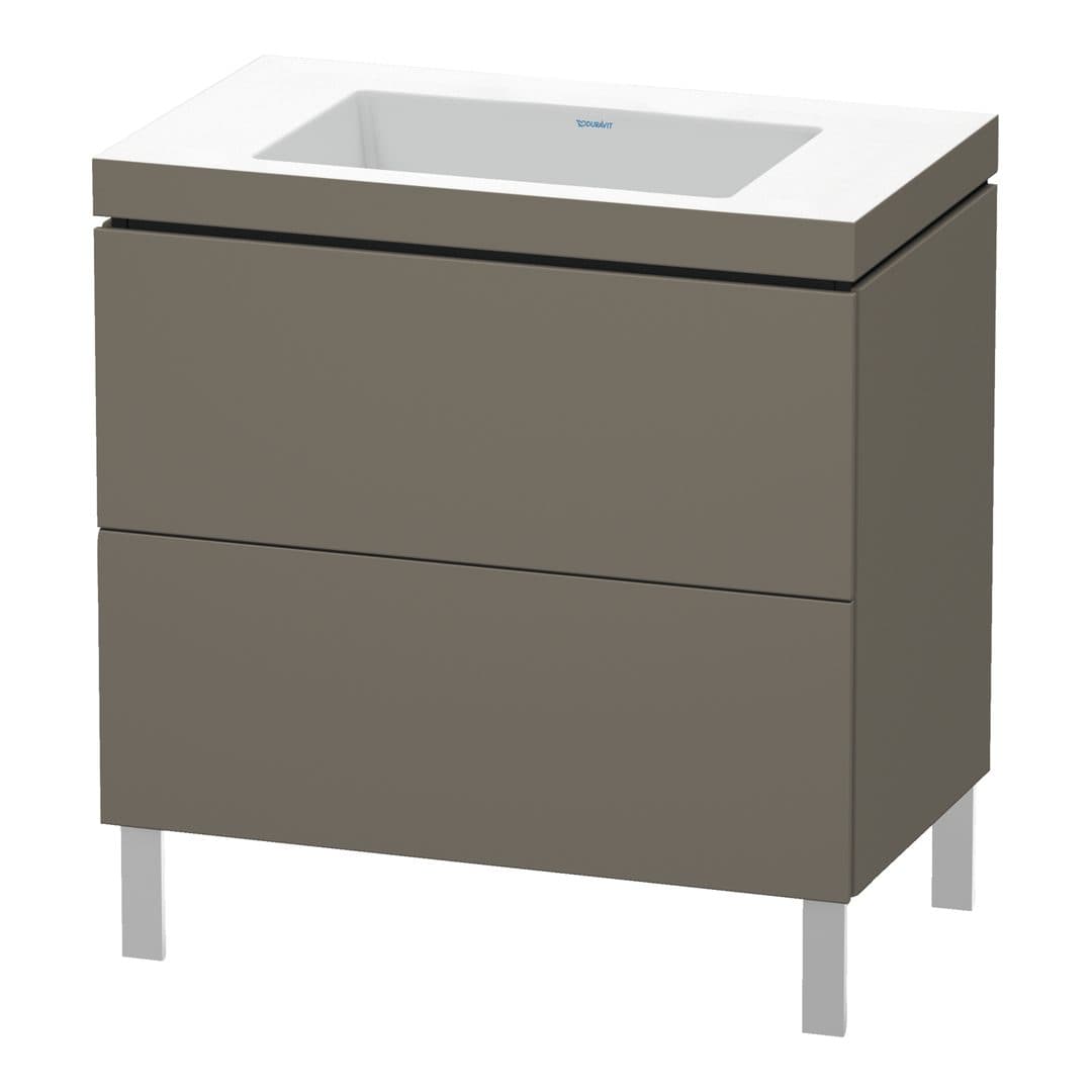 Duravit L-Cube – Έπιπλο Νιπτήρα – 800 mm, με νιπτήρα, 2 συρτάρια, νιπτήρας κέντρο, 800 x 480 x 698 mm, έκδοση N – Flannel Grey Satin Matt, Lacquer (LC6937N9090)