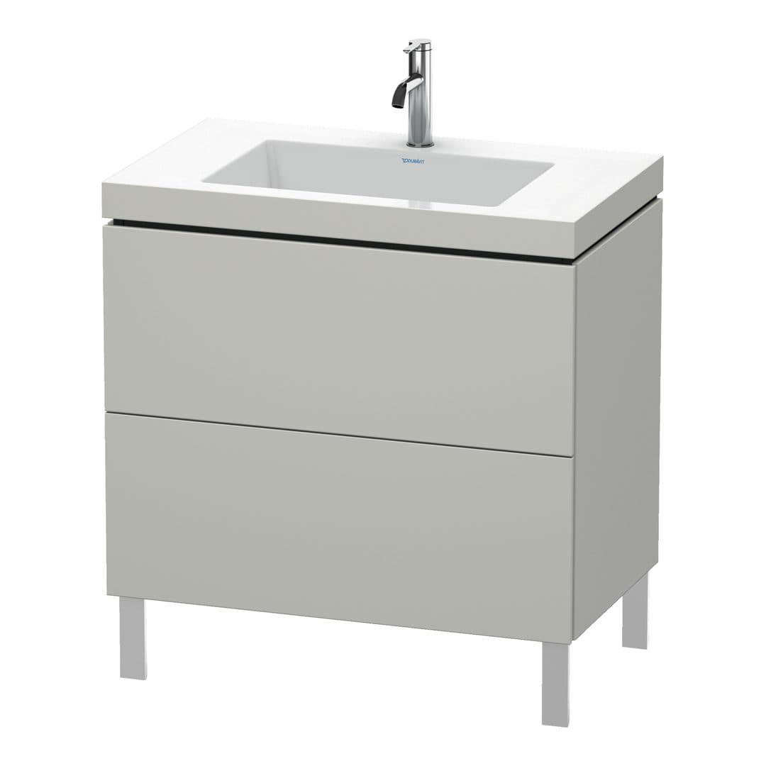 Duravit L-Cube – Έπιπλο Νιπτήρα – 800 mm, με νιπτήρα, 2 συρτάρια, νιπτήρας κέντρο, 800 x 480 x 698 mm, έκδοση O – Concrete grey Matt, Decor (LC6937O0707)