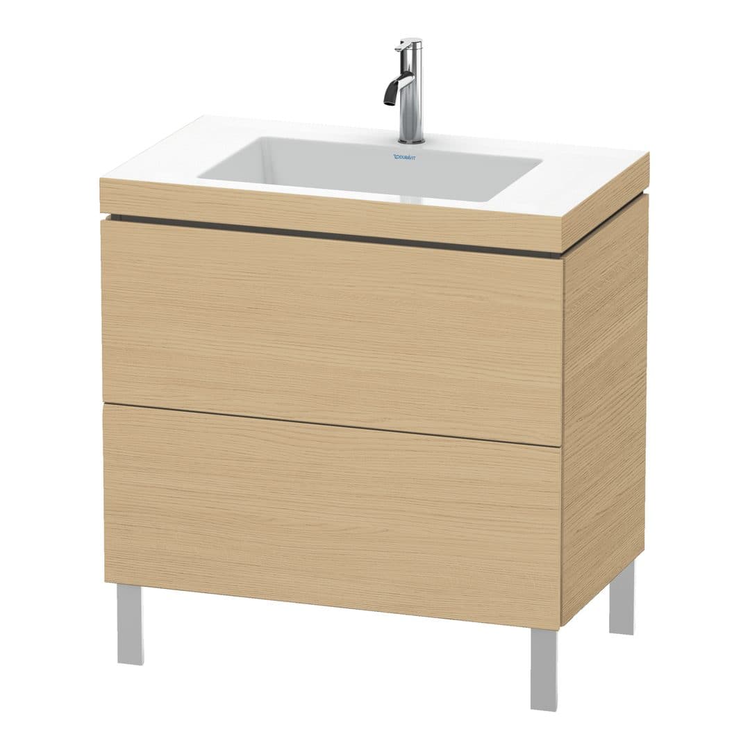 Duravit L-Cube – Έπιπλο Νιπτήρα – 800 mm, με νιπτήρα, 2 συρτάρια, νιπτήρας κέντρο, 800 x 480 x 698 mm, έκδοση O – Natural oak, Decor (LC6937O3030)