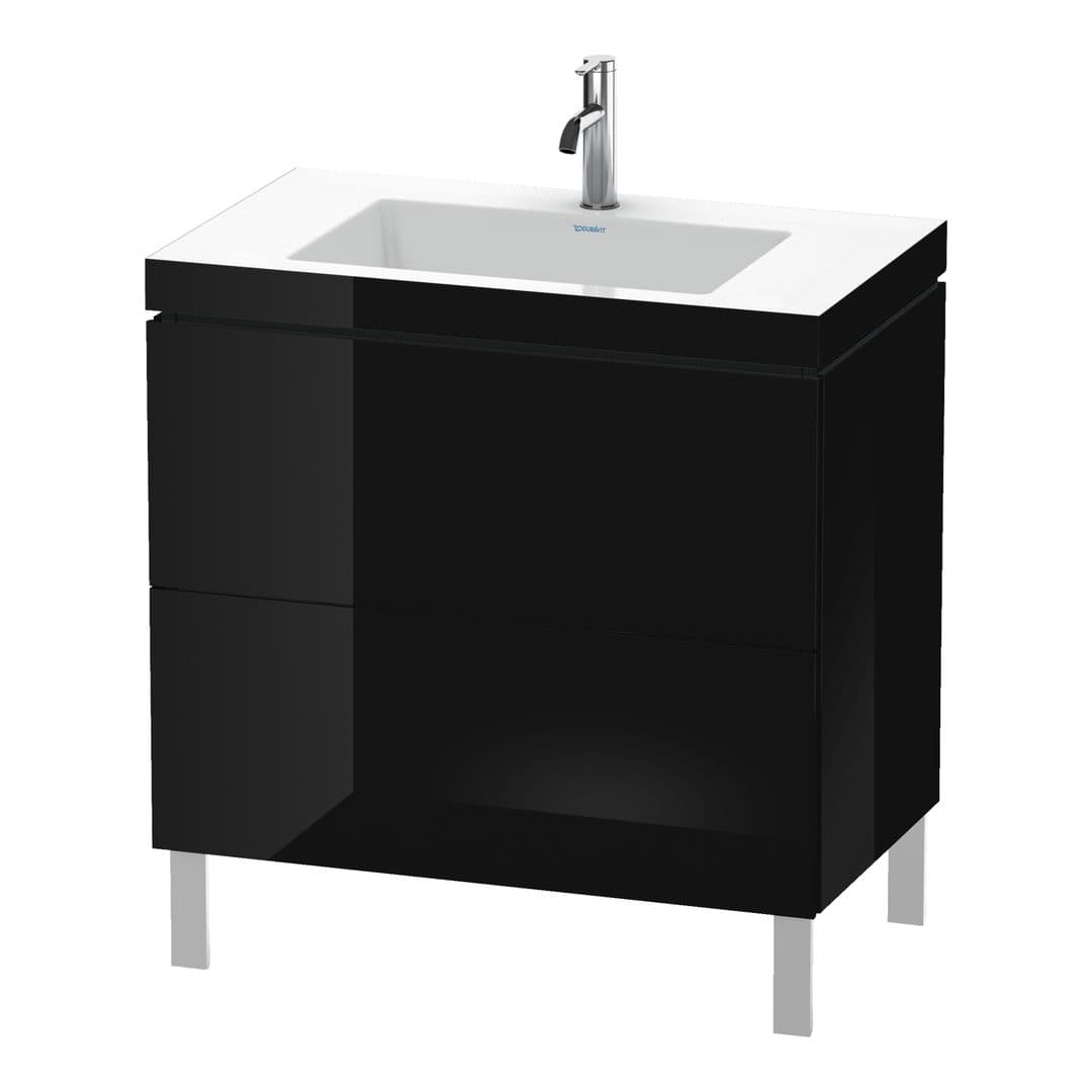 Duravit L-Cube – Έπιπλο Νιπτήρα – 800 mm, με νιπτήρα, 2 συρτάρια, νιπτήρας κέντρο, 800 x 480 x 698 mm, έκδοση O – Black High Gloss, Lacquer (LC6937O4040)