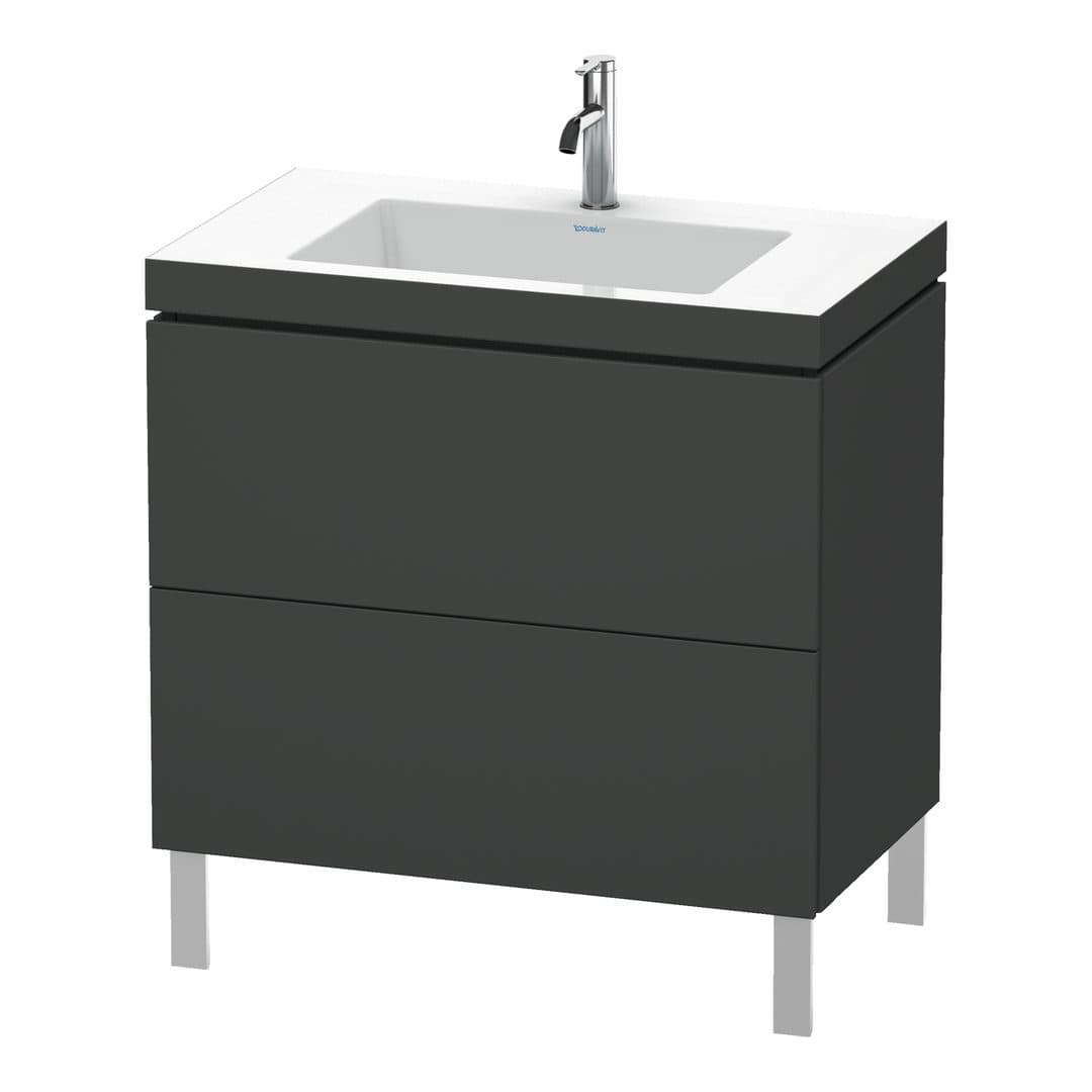 Duravit L-Cube – Έπιπλο Νιπτήρα – 800 mm, με νιπτήρα, 2 συρτάρια, νιπτήρας κέντρο, 800 x 480 x 698 mm, έκδοση O – Graphite Matt, Decor (LC6937O4949)