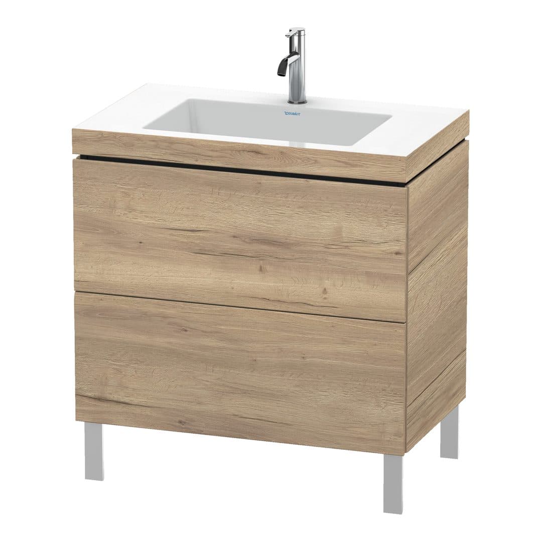 Duravit L-Cube – Έπιπλο Νιπτήρα – 800 mm, με νιπτήρα, 2 συρτάρια, νιπτήρας κέντρο, 800 x 480 x 698 mm, έκδοση O – Marbled Oak Matt, Decor (LC6937O5555)