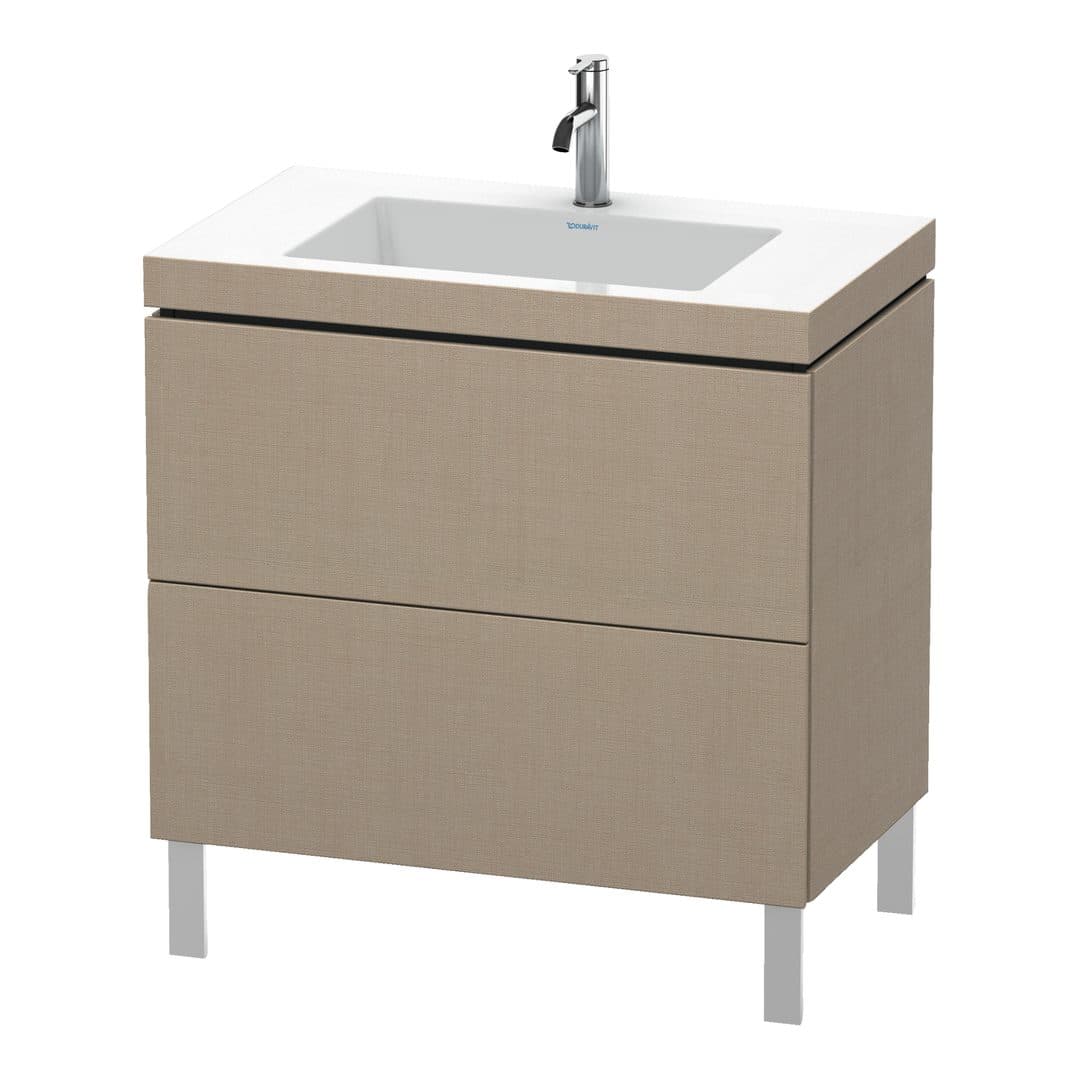 Duravit L-Cube – Έπιπλο Νιπτήρα – 800 mm, με νιπτήρα, 2 συρτάρια, νιπτήρας κέντρο, 800 x 480 x 698 mm, έκδοση O – Linen Matt, Decor (LC6937O7575)