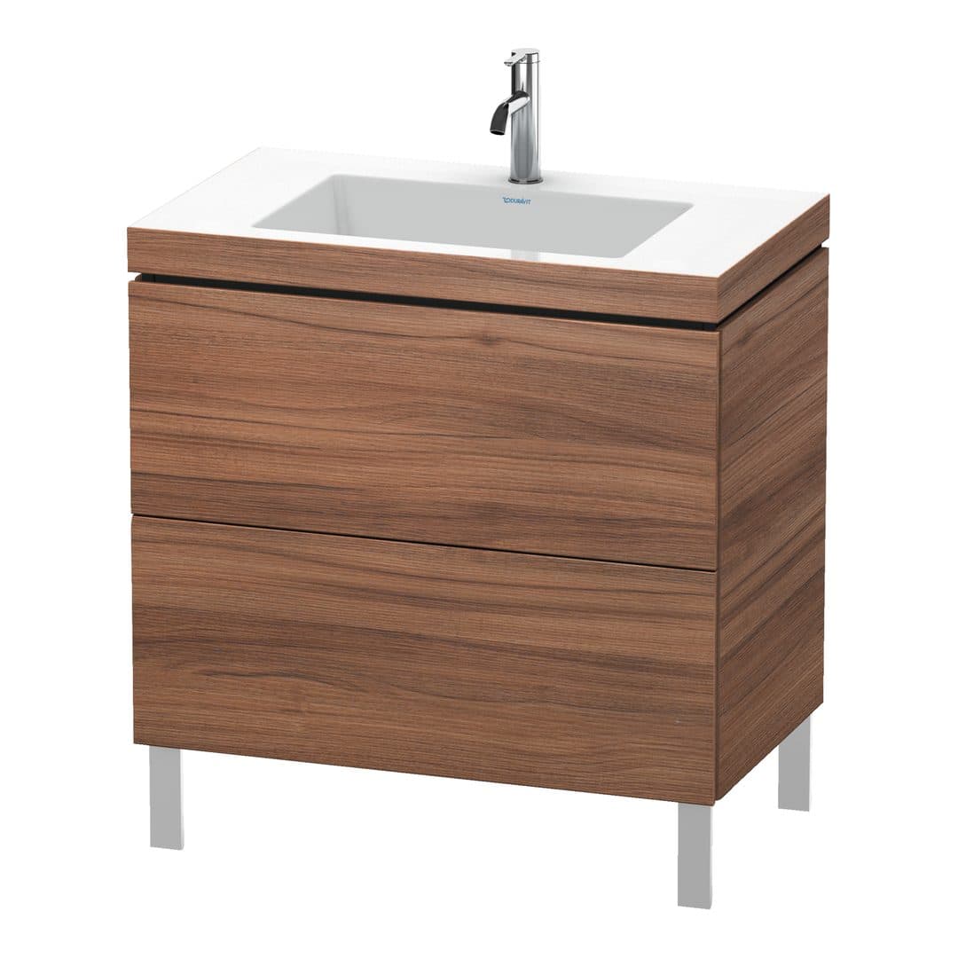 Duravit L-Cube – Έπιπλο Νιπτήρα – 800 mm, με νιπτήρα, 2 συρτάρια, νιπτήρας κέντρο, 800 x 480 x 698 mm, έκδοση O – Walnut Matt, Decor (LC6937O7979)