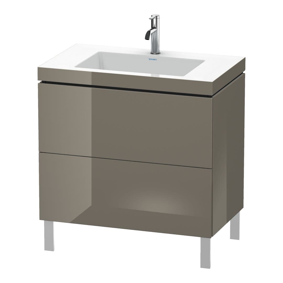 Duravit L-Cube – Έπιπλο Νιπτήρα – 800 mm, με νιπτήρα, 2 συρτάρια, νιπτήρας κέντρο, 800 x 480 x 698 mm, έκδοση O – Flannel Grey High Gloss, Lacquer (LC6937O8989)