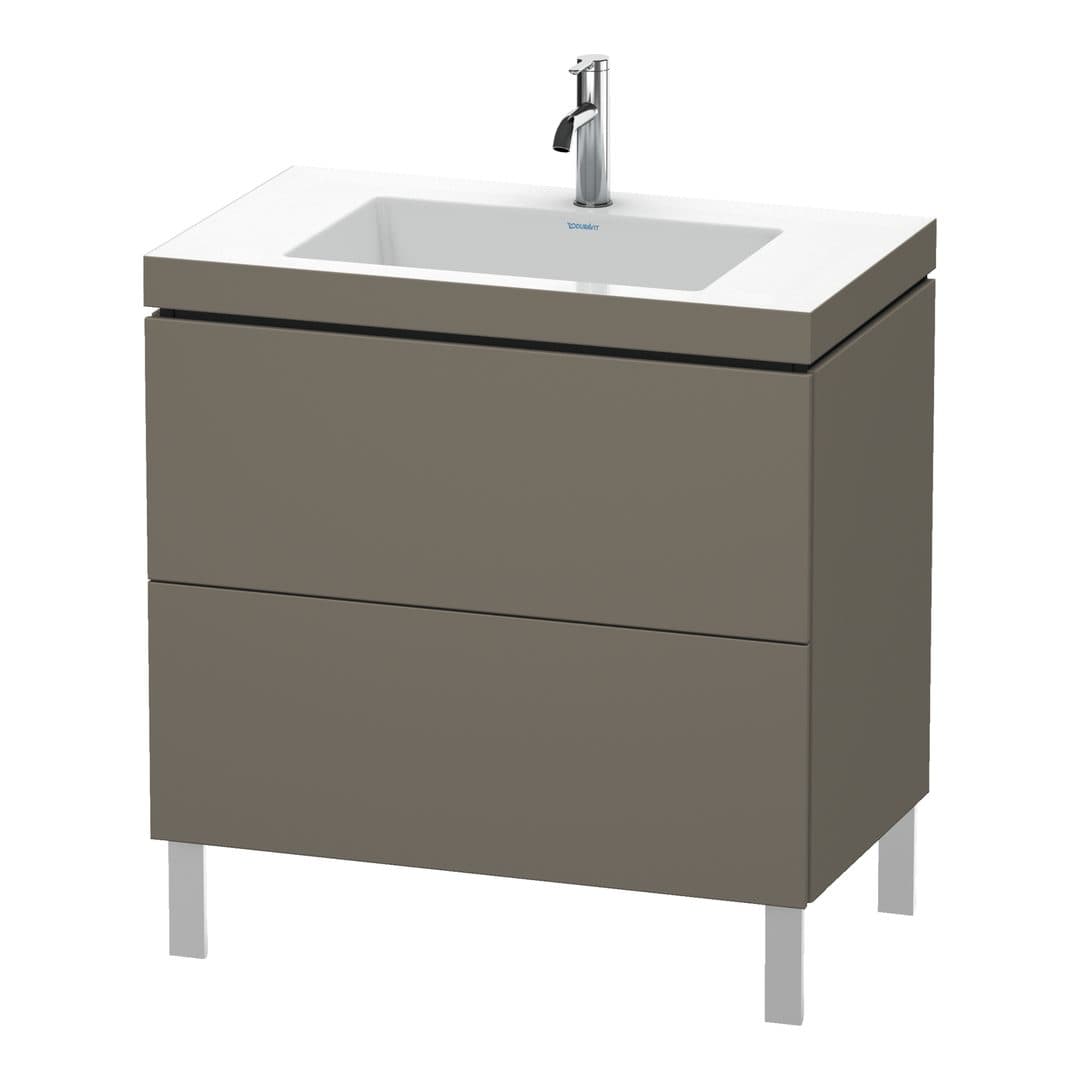 Duravit L-Cube – Έπιπλο Νιπτήρα – 800 mm, με νιπτήρα, 2 συρτάρια, νιπτήρας κέντρο, 800 x 480 x 698 mm, έκδοση O – Flannel Grey Satin Matt, Lacquer (LC6937O9090)