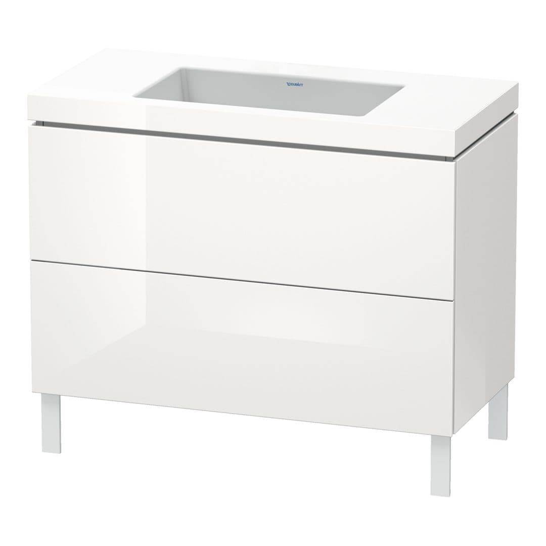 Duravit L-Cube – Έπιπλο Νιπτήρα – 1000 mm, με νιπτήρα, 2 συρτάρια, νιπτήρας κέντρο, 1000 x 480 x 698 mm, έκδοση N – White High Gloss, Decor (LC6938N2222)