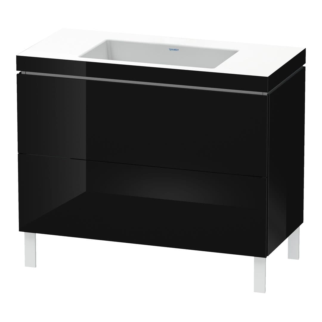 Duravit L-Cube – Έπιπλο Νιπτήρα – 1000 mm, με νιπτήρα, 2 συρτάρια, νιπτήρας κέντρο, 1000 x 480 x 698 mm, έκδοση N – Black High Gloss, Lacquer (LC6938N4040)