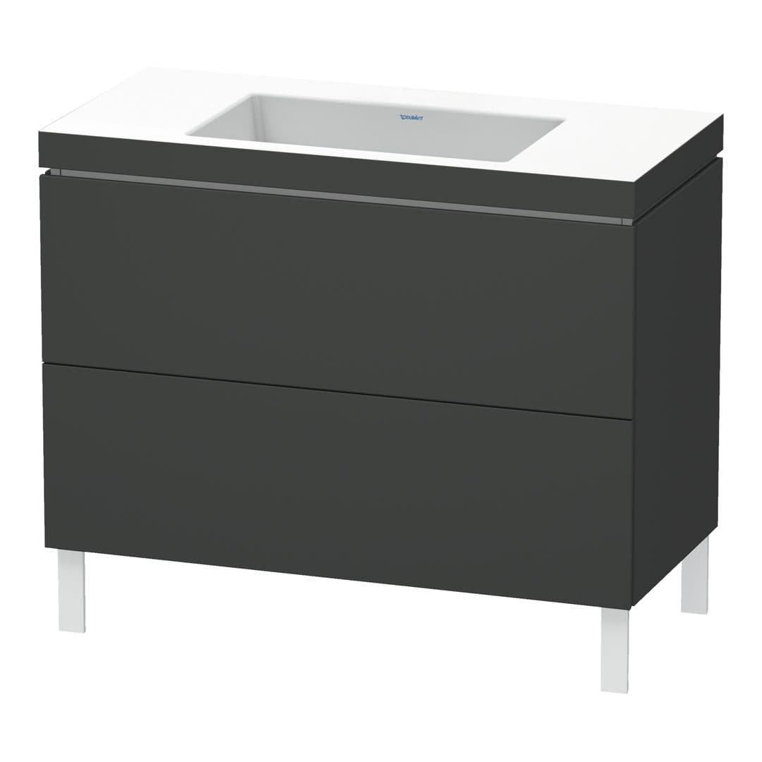 Duravit L-Cube – Έπιπλο Νιπτήρα – 1000 mm, με νιπτήρα, 2 συρτάρια, νιπτήρας κέντρο, 1000 x 480 x 698 mm, έκδοση N – Graphite Matt, Decor (LC6938N4949)