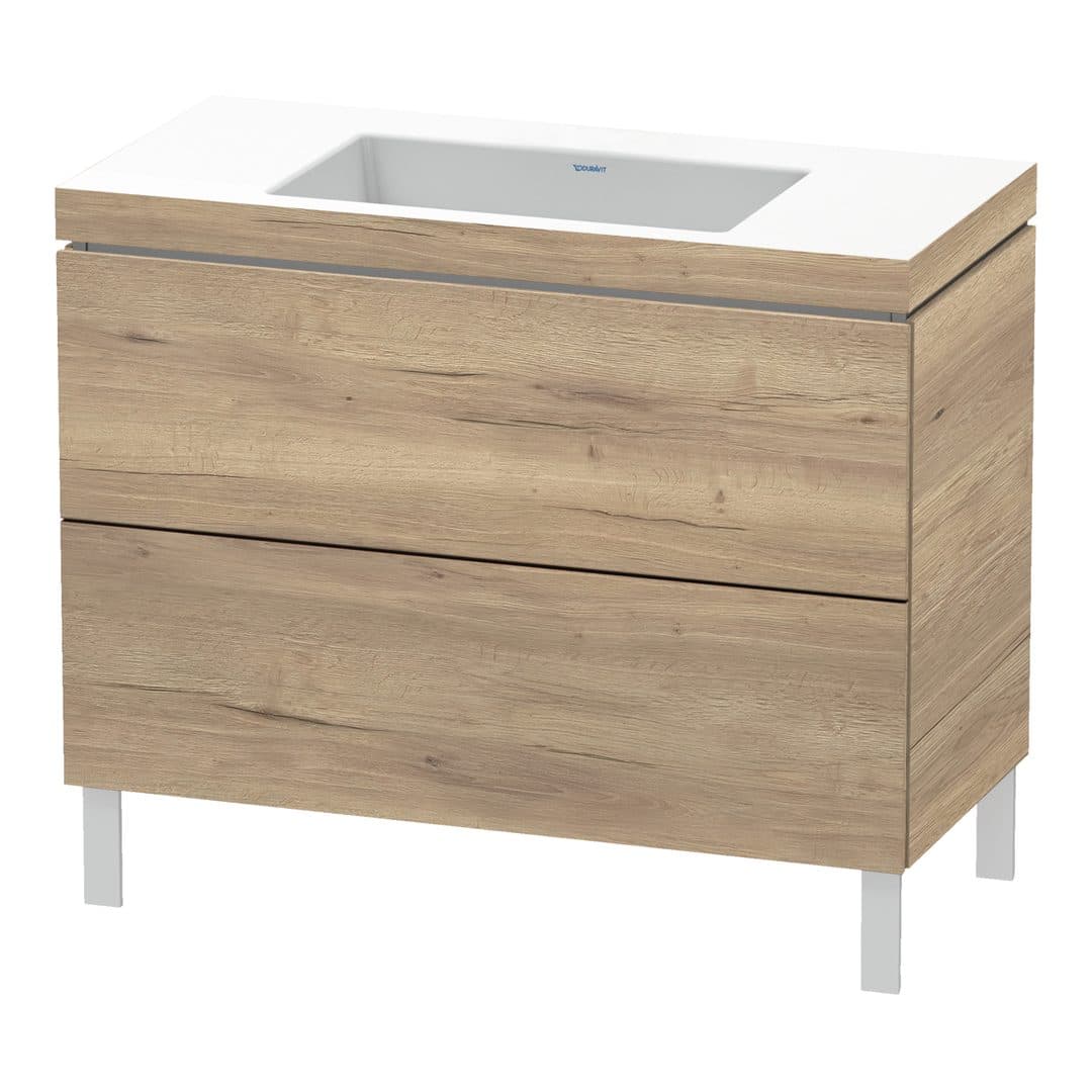 Duravit L-Cube – Έπιπλο Νιπτήρα – 1000 mm, με νιπτήρα, 2 συρτάρια, νιπτήρας κέντρο, 1000 x 480 x 698 mm, έκδοση N – Marbled Oak Matt, Decor (LC6938N5555)