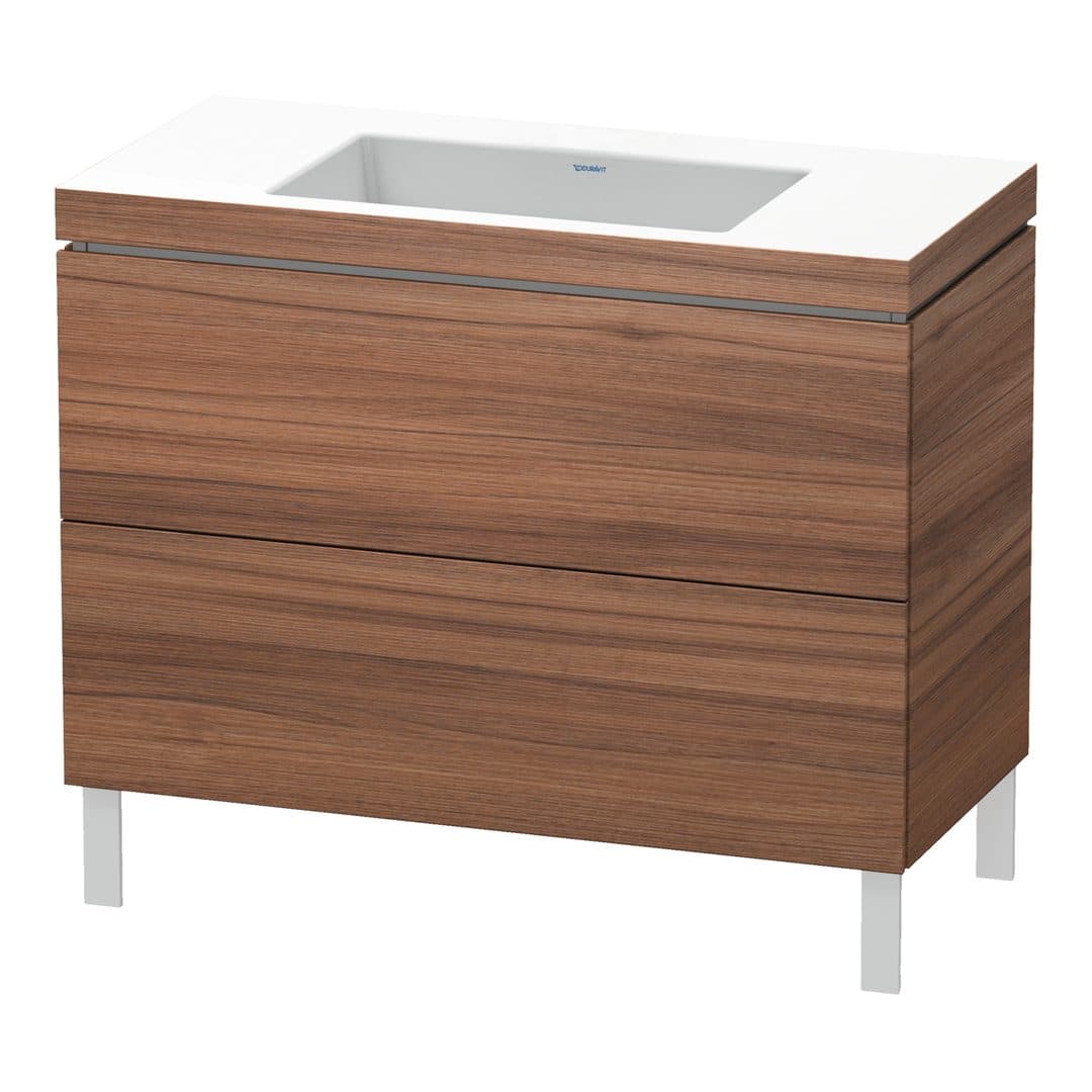 Duravit L-Cube – Έπιπλο Νιπτήρα – 1000 mm, με νιπτήρα, 2 συρτάρια, νιπτήρας κέντρο, 1000 x 480 x 698 mm, έκδοση N – Walnut Matt, Decor (LC6938N7979)