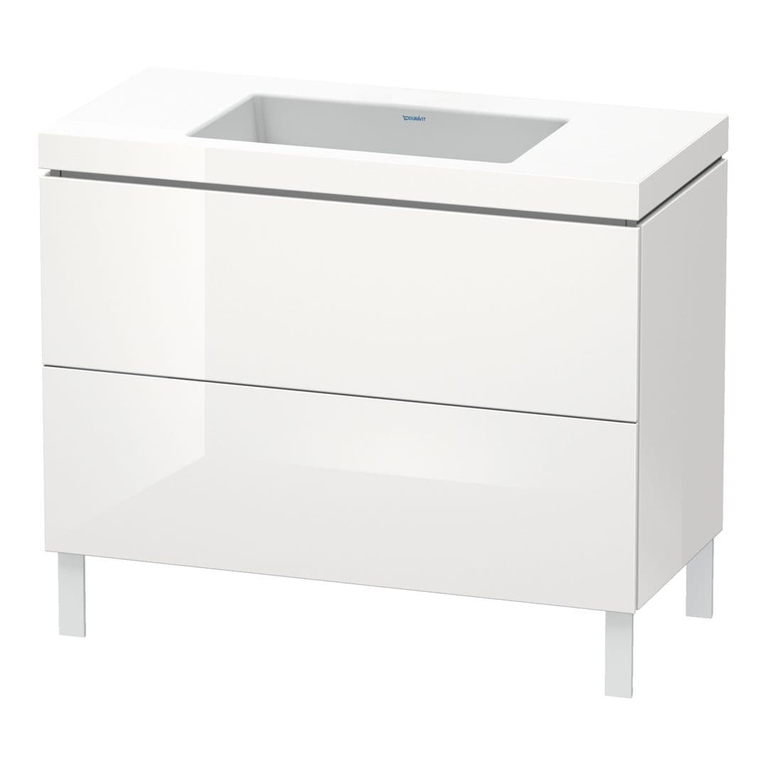Duravit L-Cube – Έπιπλο Νιπτήρα – 1000 mm, με νιπτήρα, 2 συρτάρια, νιπτήρας κέντρο, 1000 x 480 x 698 mm, έκδοση N – White High Gloss, Lacquer (LC6938N8585)
