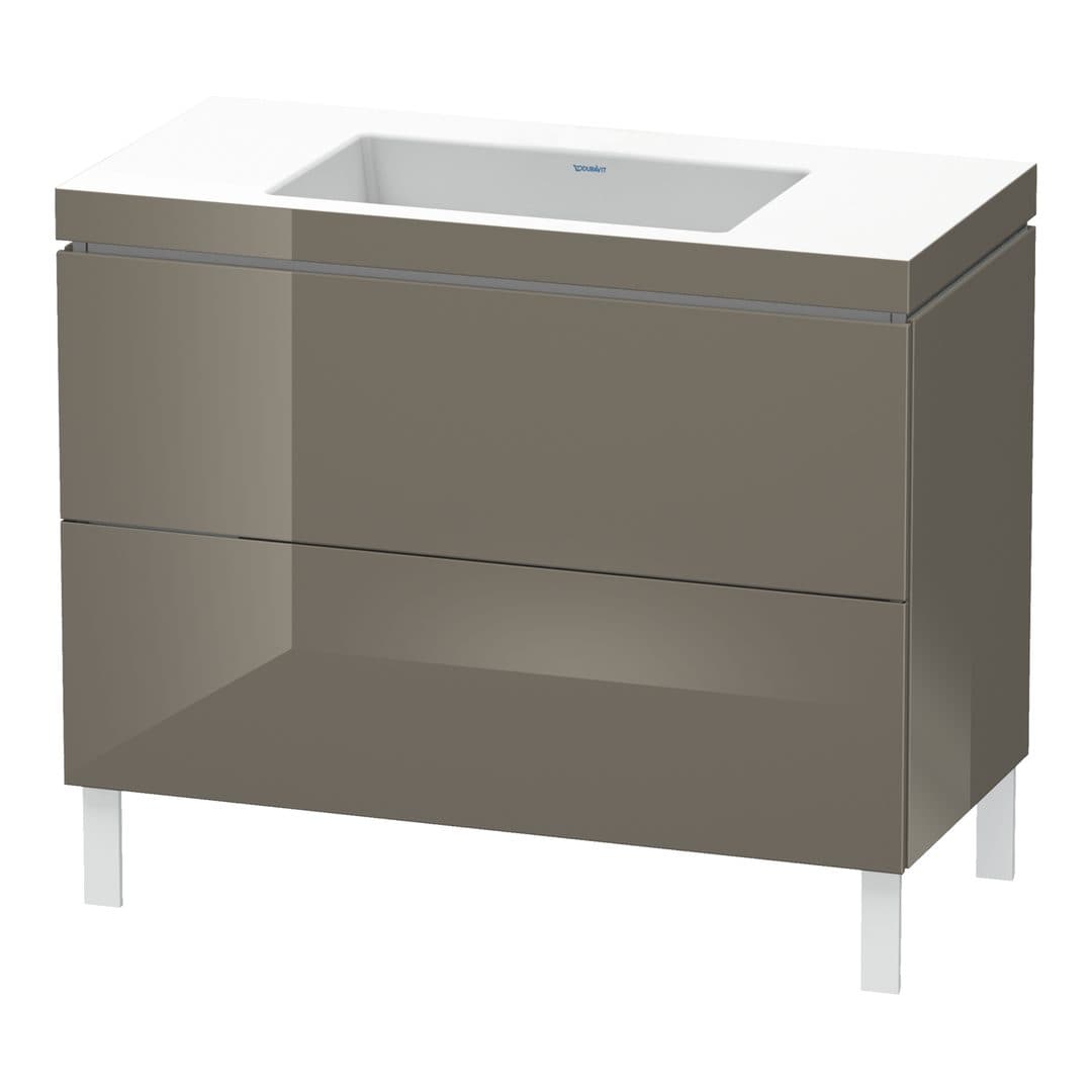 Duravit L-Cube – Έπιπλο Νιπτήρα – 1000 mm, με νιπτήρα, 2 συρτάρια, νιπτήρας κέντρο, 1000 x 480 x 698 mm, έκδοση N – Flannel Grey High Gloss, Lacquer (LC6938N8989)