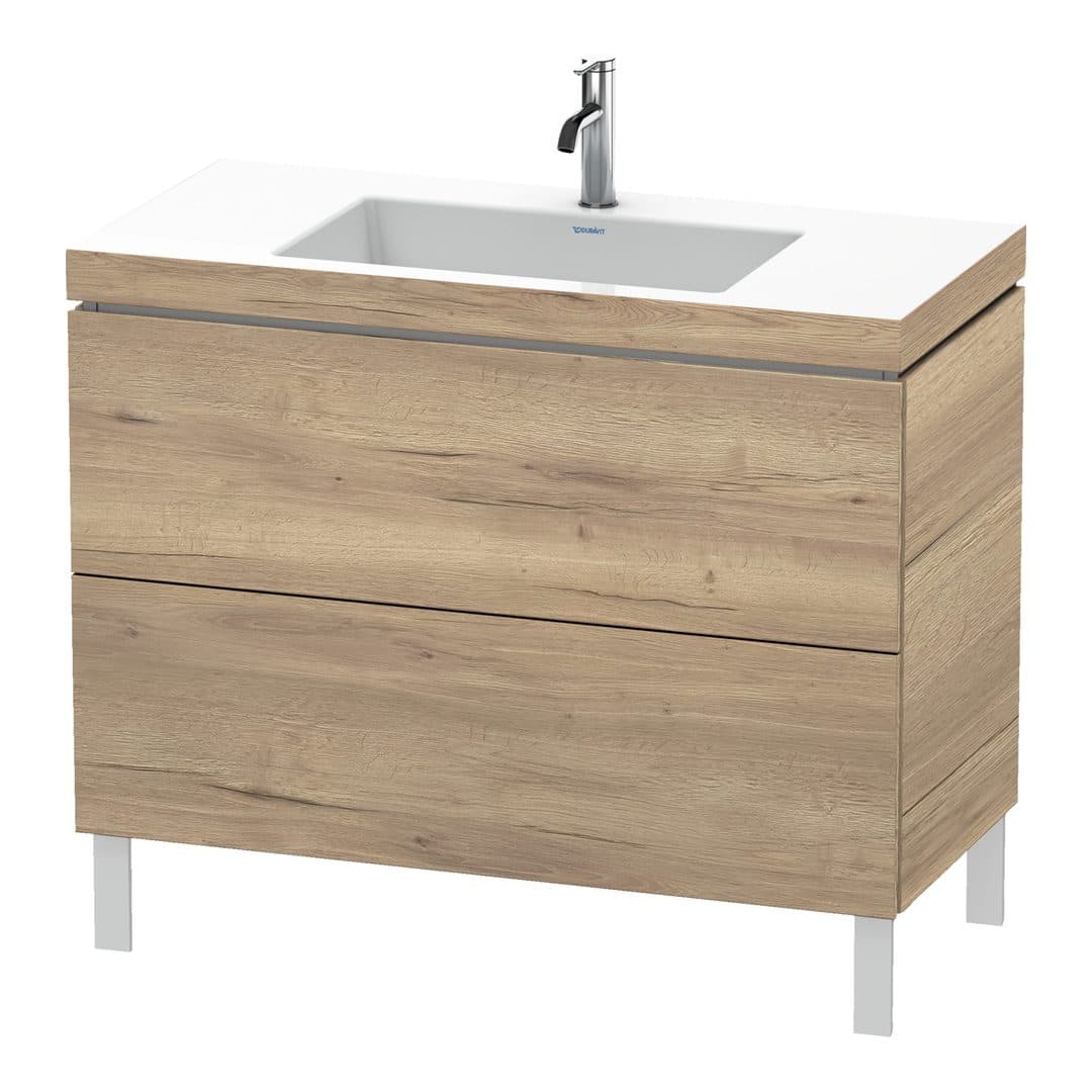 Duravit L-Cube – Έπιπλο Νιπτήρα – 1000 mm, με νιπτήρα, 2 συρτάρια, νιπτήρας κέντρο, 1000 x 480 x 698 mm, έκδοση O – Marbled Oak Matt, Decor (LC6938O5555)