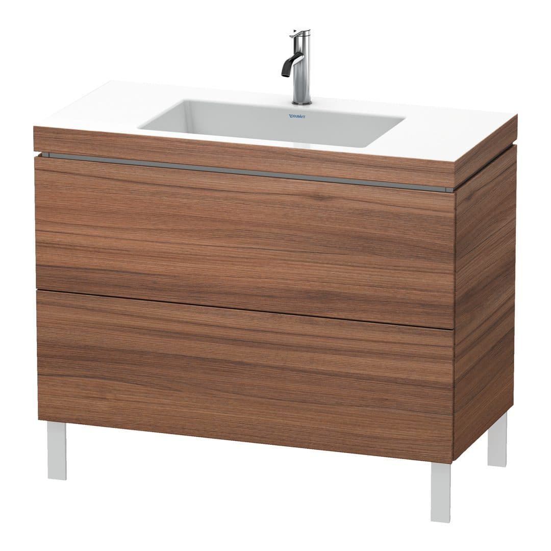 Duravit L-Cube – Έπιπλο Νιπτήρα – 1000 mm, με νιπτήρα, 2 συρτάρια, νιπτήρας κέντρο, 1000 x 480 x 698 mm, έκδοση O – Walnut Matt, Decor (LC6938O7979)