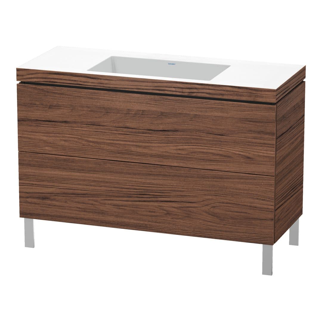 Duravit L-Cube – Έπιπλο Νιπτήρα – 1200 mm, με νιπτήρα, 2 συρτάρια, νιπτήρας κέντρο, 1200 x 480 x 698 mm, έκδοση N – Walnut dark Matt, Decor (LC6939N2121)