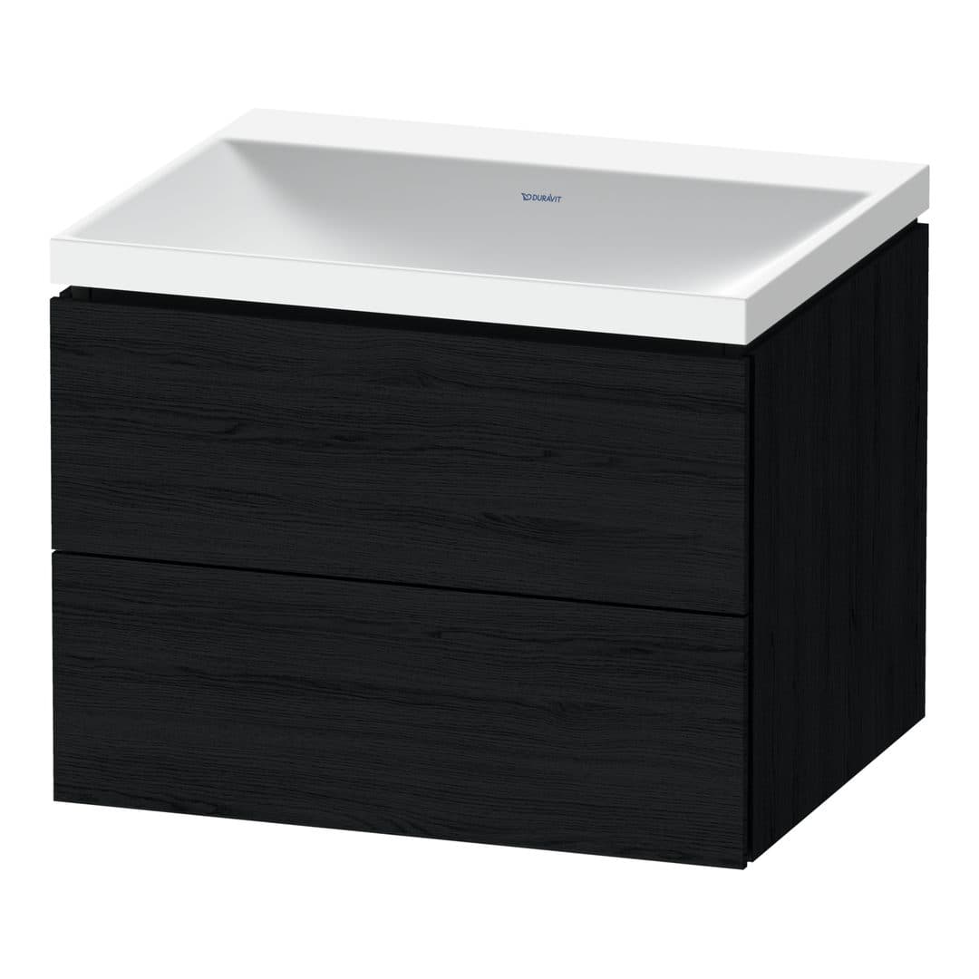 Duravit L-Cube – Έπιπλο Νιπτήρα – 600 mm, με νιπτήρα, 2 συρτάρια, νιπτήρας κέντρο, 600 x 480 x 480 mm, έκδοση N – Black oak Matt, Decor (LC6950N16160000)