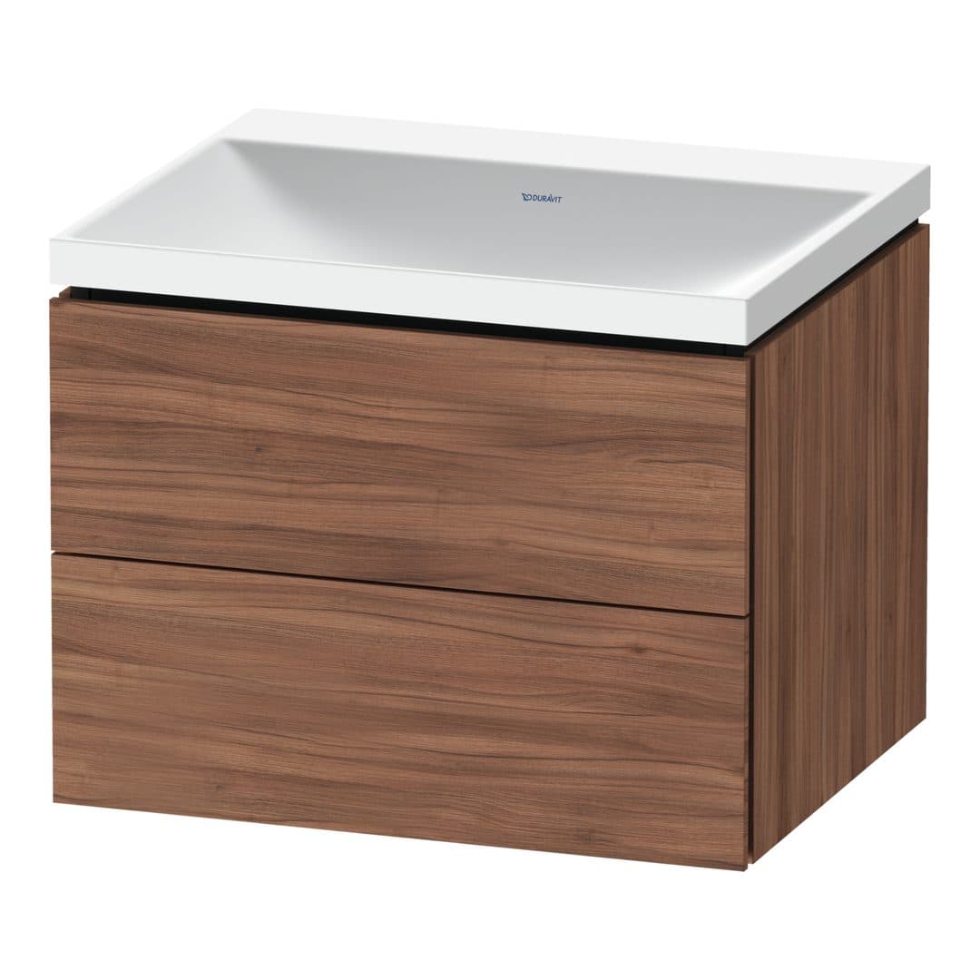 Duravit L-Cube – Έπιπλο Νιπτήρα – 600 mm, με νιπτήρα, 2 συρτάρια, νιπτήρας κέντρο, 600 x 480 x 480 mm, έκδοση N – Walnut Matt, Decor (LC6950N79790000)