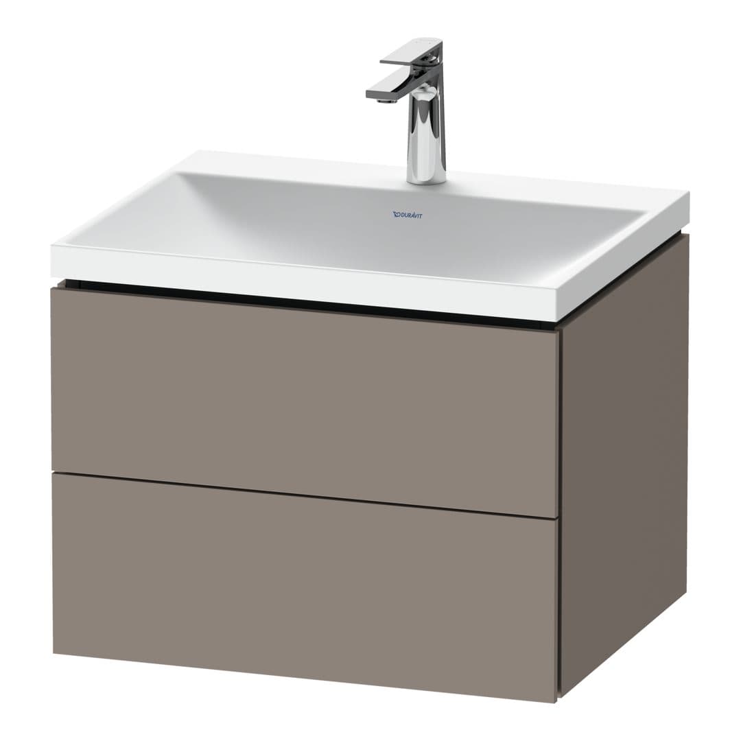 Duravit L-Cube – Έπιπλο Νιπτήρα – 600 mm, με νιπτήρα, 2 συρτάρια, νιπτήρας κέντρο, 600 x 480 x 480 mm, έκδοση O – Basalte Matt, Decor (LC6950O43430000)