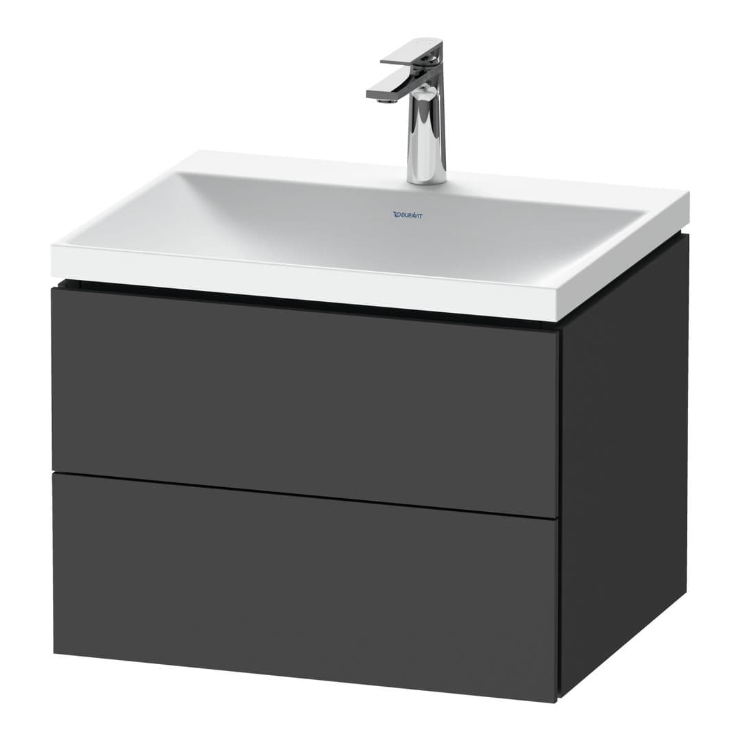 Duravit L-Cube – Έπιπλο Νιπτήρα – 600 mm, με νιπτήρα, 2 συρτάρια, νιπτήρας κέντρο, 600 x 480 x 480 mm, έκδοση O – Graphite Matt, Decor (LC6950O49490000)