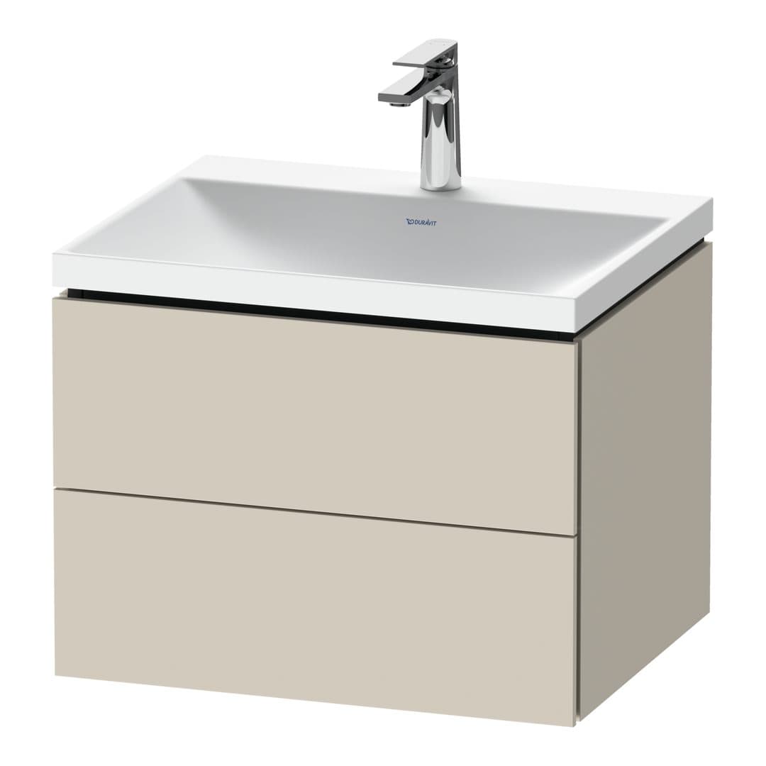 Duravit L-Cube – Έπιπλο Νιπτήρα – 600 mm, με νιπτήρα, 2 συρτάρια, νιπτήρας κέντρο, 600 x 480 x 480 mm, έκδοση O – Taupe Super Matt, Decor (LC6950O83830000)