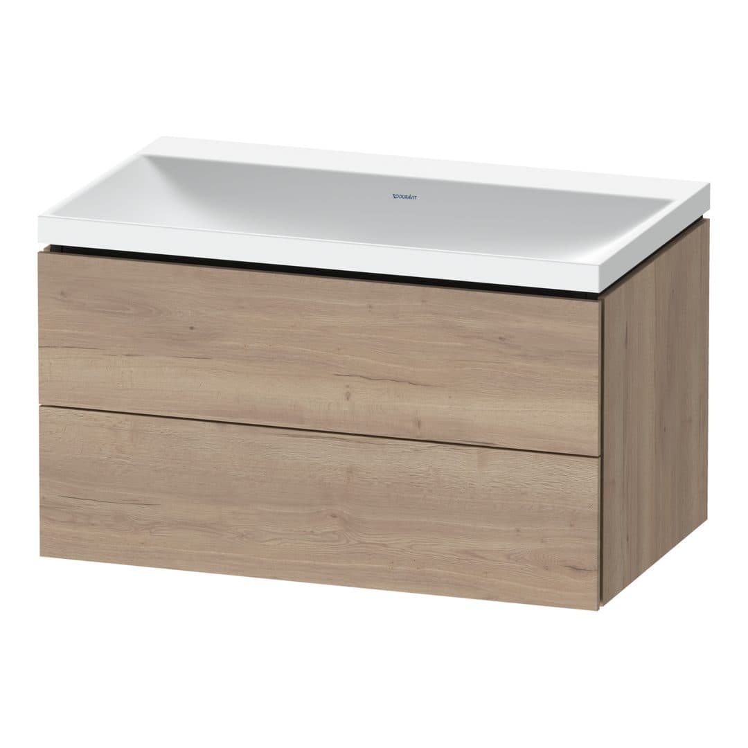 Duravit L-Cube – Έπιπλο Νιπτήρα – 800 mm, με νιπτήρα, 2 συρτάρια, νιπτήρας κέντρο, 800 x 480 x 480 mm, έκδοση N – Marbled Oak Matt, Decor (LC6951N55550000)