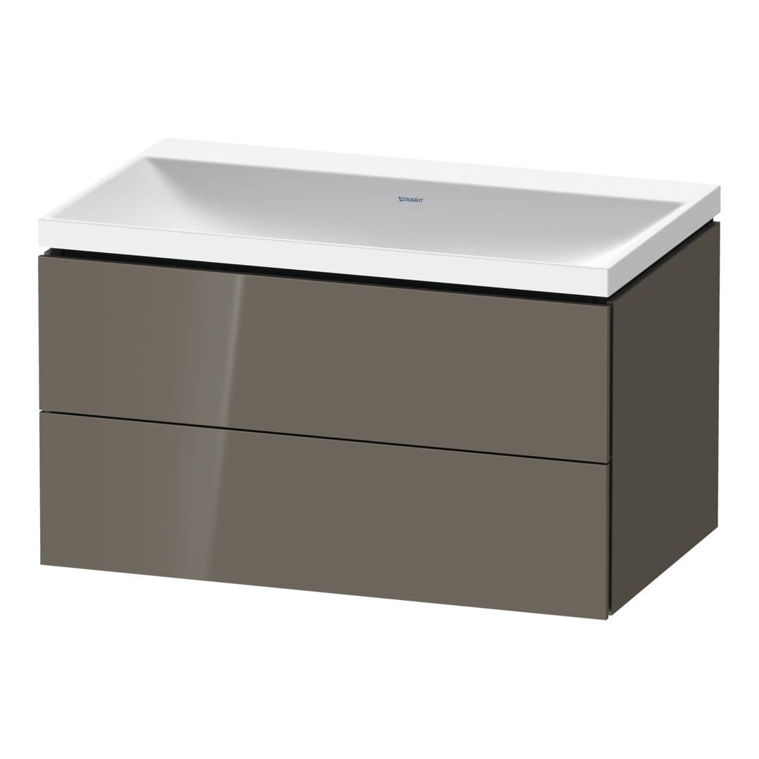 Duravit L-Cube – Έπιπλο Νιπτήρα – 800 mm, με νιπτήρα, 2 συρτάρια, νιπτήρας κέντρο, 800 x 480 x 480 mm, έκδοση N – Flannel Grey High Gloss, Lacquer (LC6951N89890000)