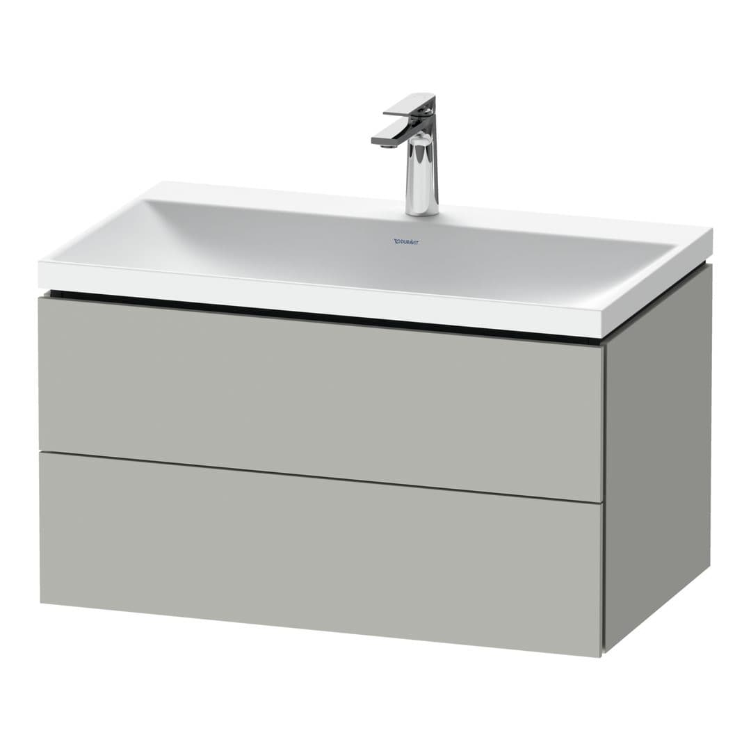 Duravit L-Cube – Έπιπλο Νιπτήρα – 800 mm, με νιπτήρα, 2 συρτάρια, νιπτήρας κέντρο, 800 x 480 x 480 mm, έκδοση O – Concrete grey Matt, Decor (LC6951O07070000)