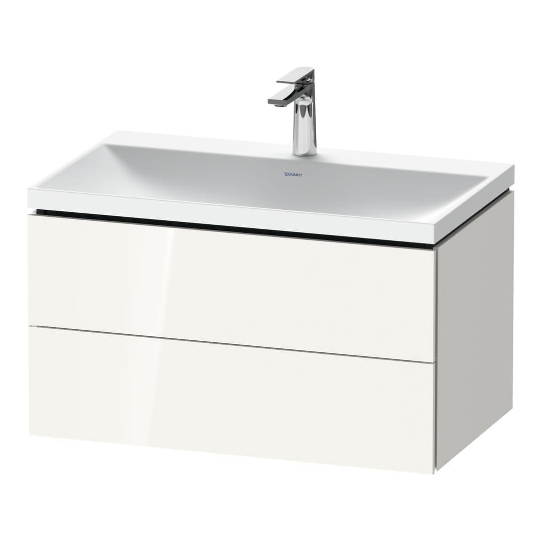 Duravit L-Cube – Έπιπλο Νιπτήρα – 800 mm, με νιπτήρα, 2 συρτάρια, νιπτήρας κέντρο, 800 x 480 x 480 mm, έκδοση O – White High Gloss, Decor (LC6951O22220000)