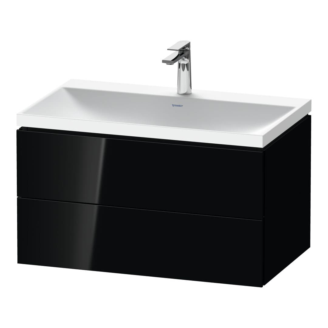 Duravit L-Cube – Έπιπλο Νιπτήρα – 800 mm, με νιπτήρα, 2 συρτάρια, νιπτήρας κέντρο, 800 x 480 x 480 mm, έκδοση O – Black High Gloss, Lacquer (LC6951O40400000)