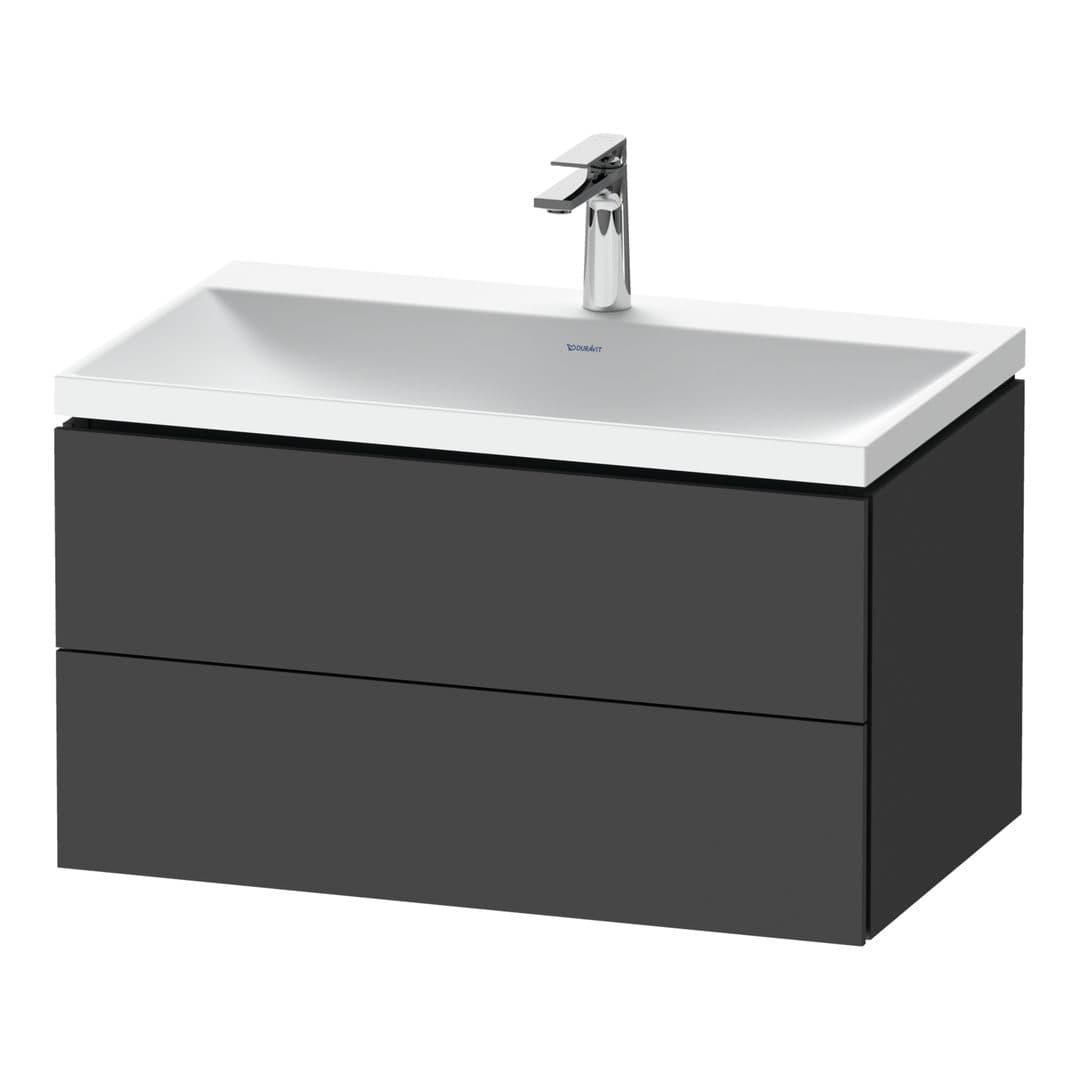 Duravit L-Cube – Έπιπλο Νιπτήρα – 800 mm, με νιπτήρα, 2 συρτάρια, νιπτήρας κέντρο, 800 x 480 x 480 mm, έκδοση O – Graphite Matt, Decor (LC6951O49490000)