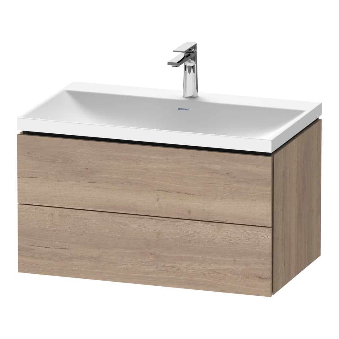 Duravit L-Cube – Έπιπλο Νιπτήρα – 800 mm, με νιπτήρα, 2 συρτάρια, νιπτήρας κέντρο, 800 x 480 x 480 mm, έκδοση O – Marbled Oak Matt, Decor (LC6951O55550000)