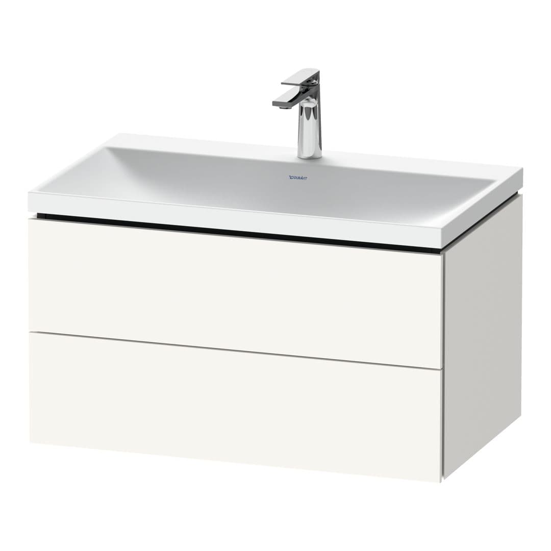 Duravit L-Cube – Έπιπλο Νιπτήρα – 800 mm, με νιπτήρα, 2 συρτάρια, νιπτήρας κέντρο, 800 x 480 x 480 mm, έκδοση O – White Super Matt, Decor (LC6951O84840000)